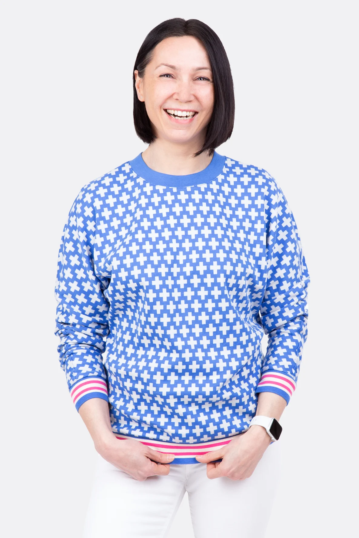 Schnittmuster Fledermausshirt Jacquard Albstoffe Cuffe selber nähen