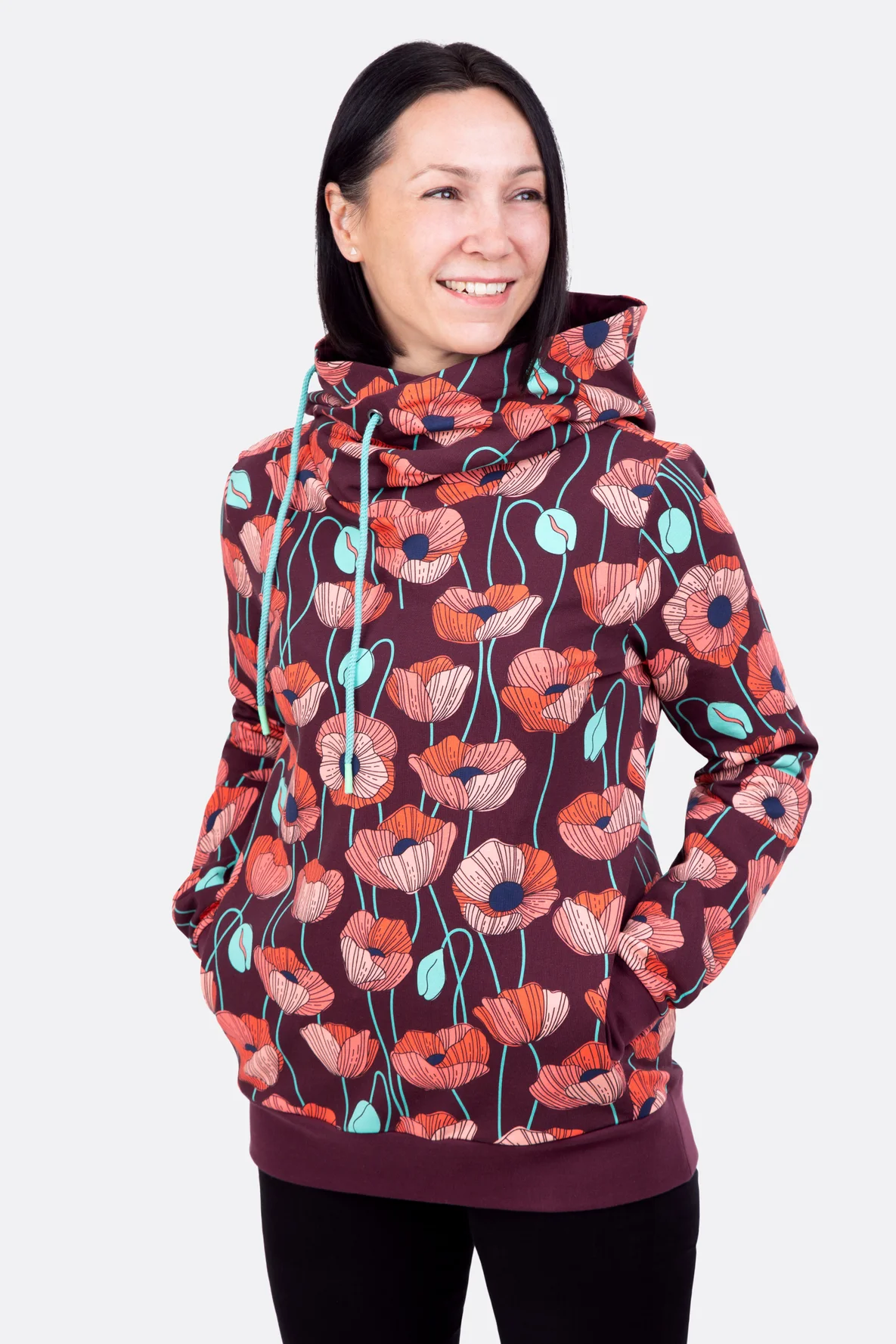 Schnittmuster Hoodie Sweatshirt mit Wickelkapuze selber nähen
