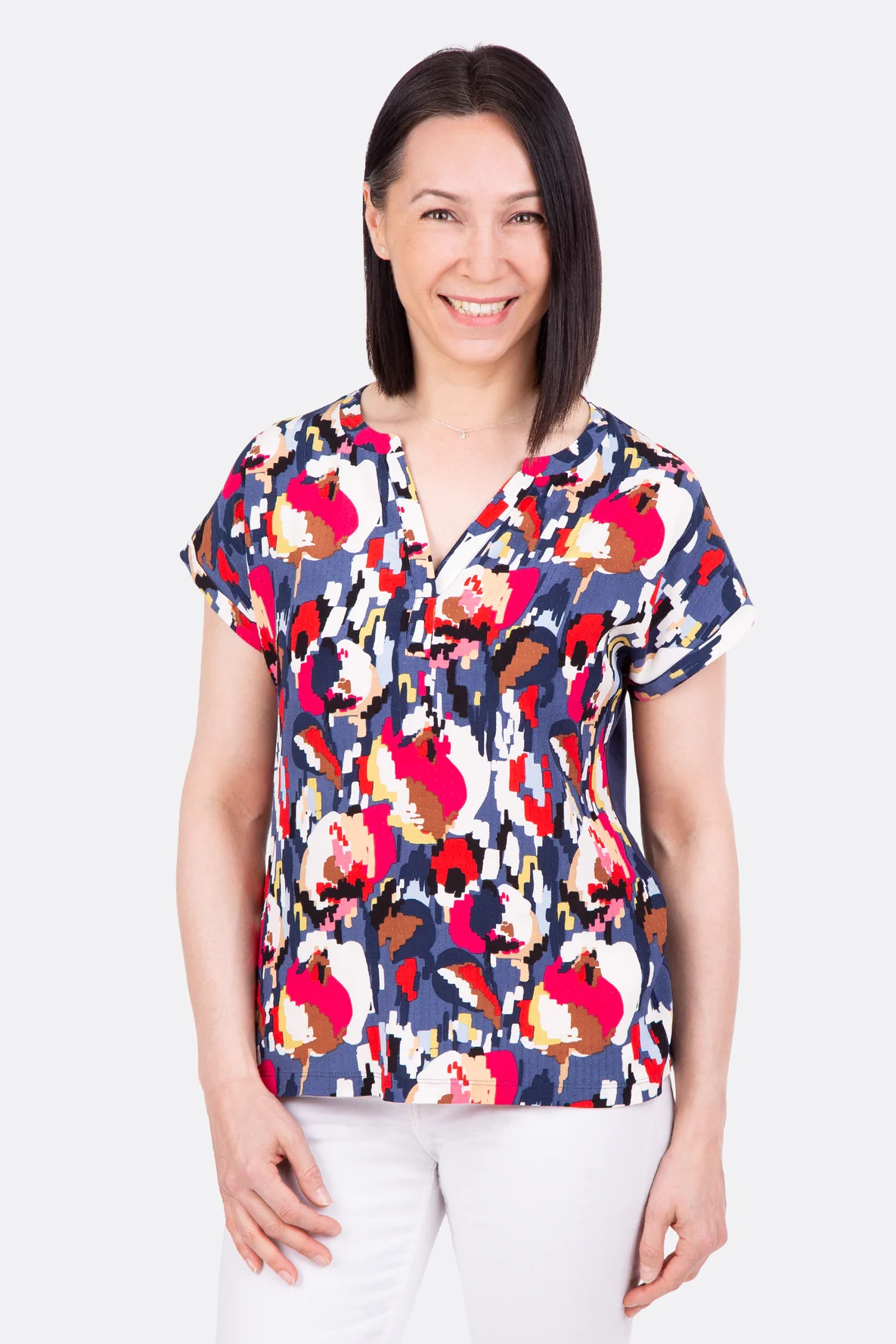 Blusenshirt selber nähen aus Viskosestoff mit Schnittmuster