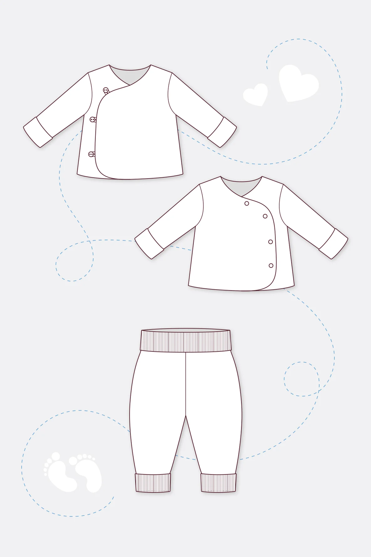 Schnittmuster Pippa Babyset Wickeljacke Pumphose selber nähen