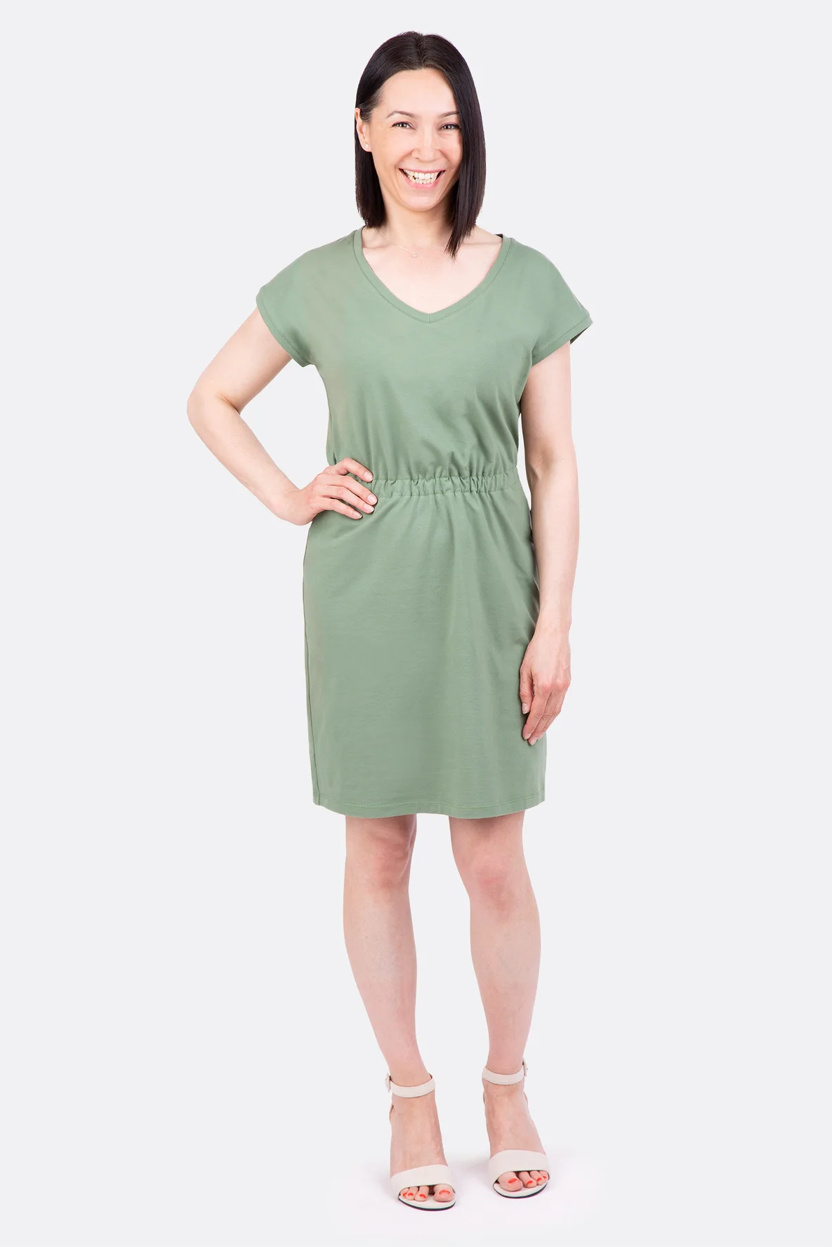 Schnittmuster Strandkleid mit V-Ausschnitt aus Jersey nähen