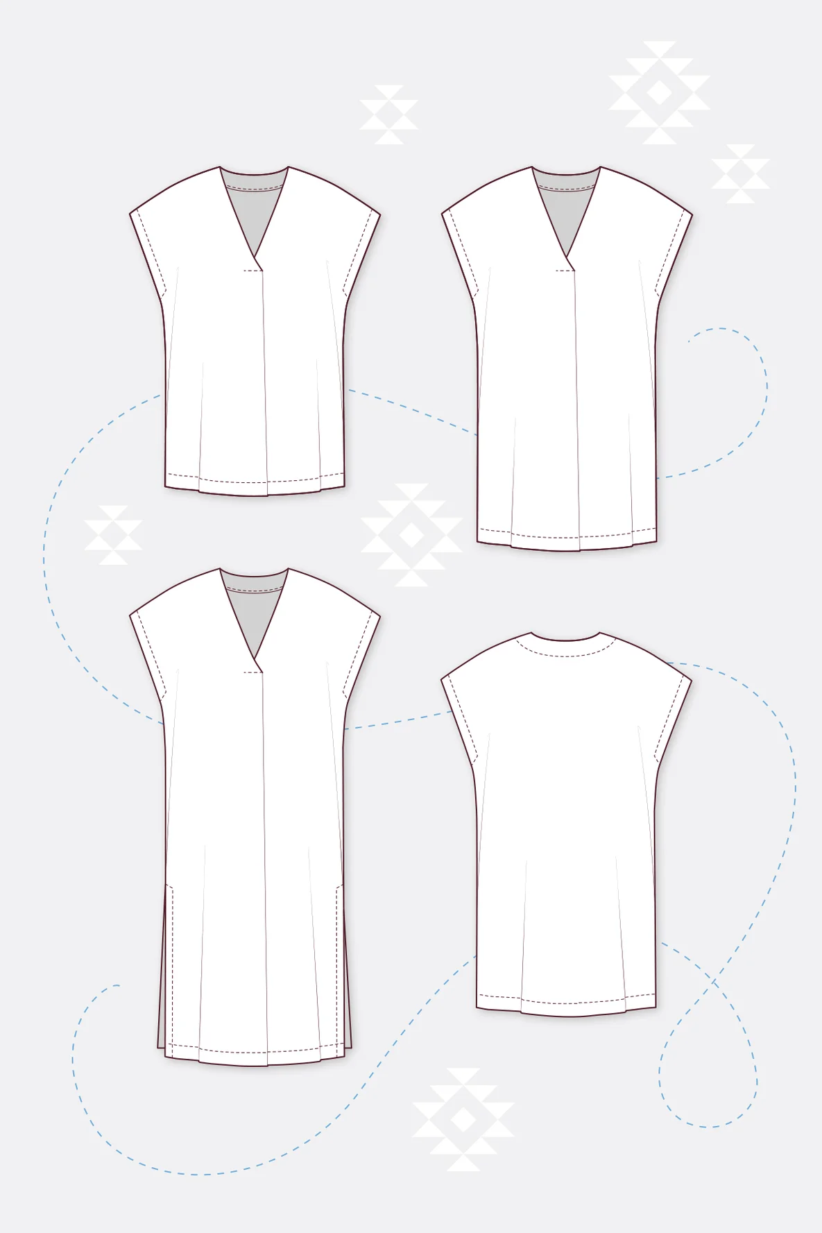 Schnittmuster Dalia Kaftan Bluse Kleid Maxikleid nähen