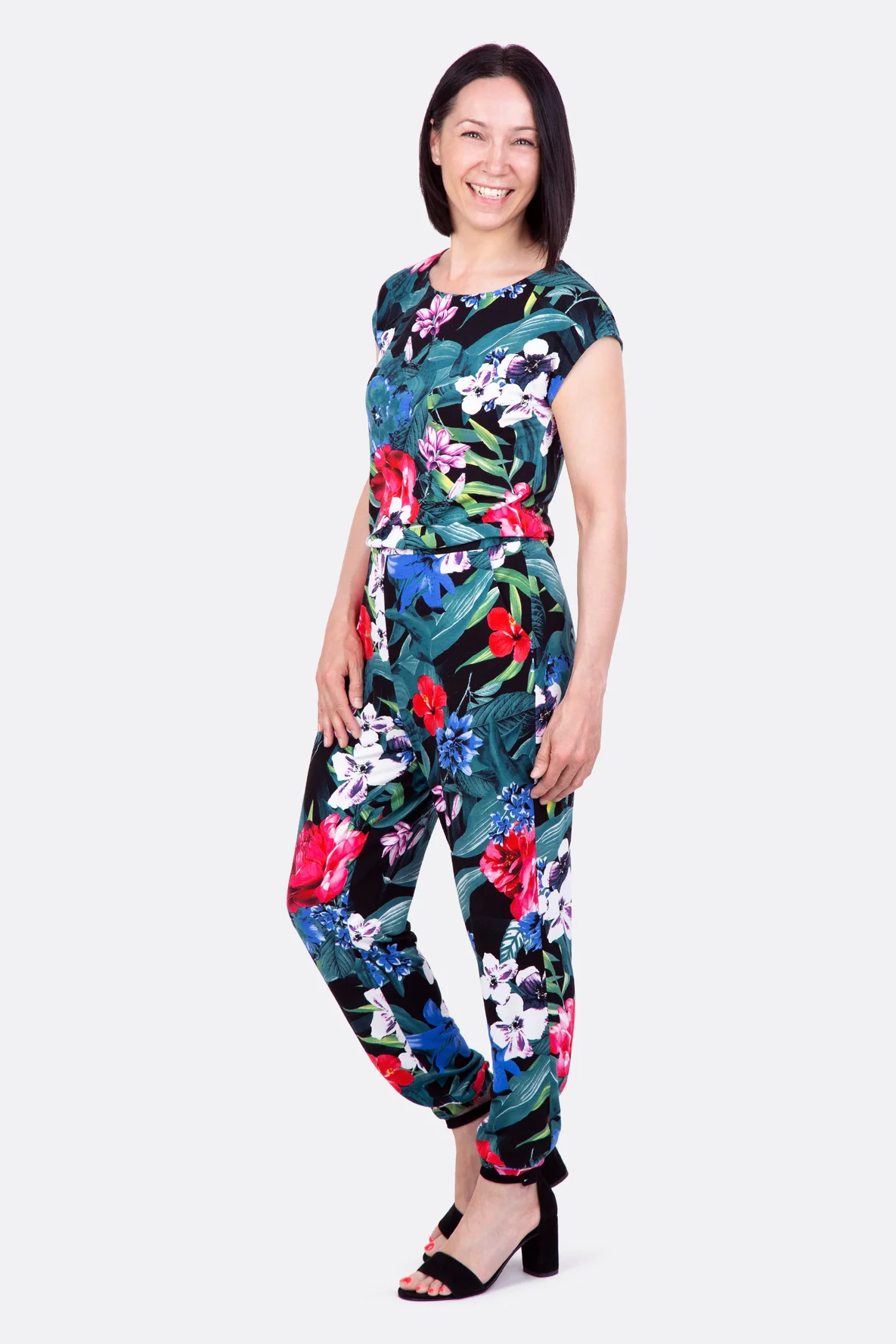 Schnittmuster Jersey Jumpsuit lässig langes Bein nähen