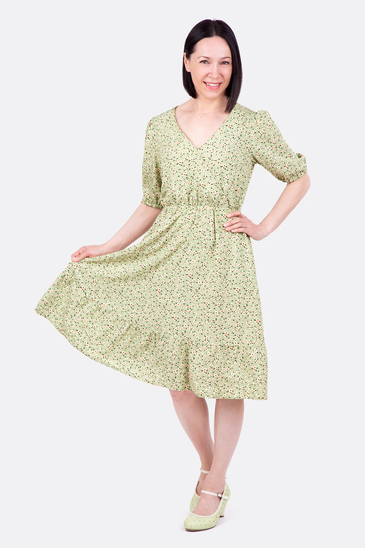 Schnittmuster Sommerkleid aus Viskose Webware mit Rüsche nähen