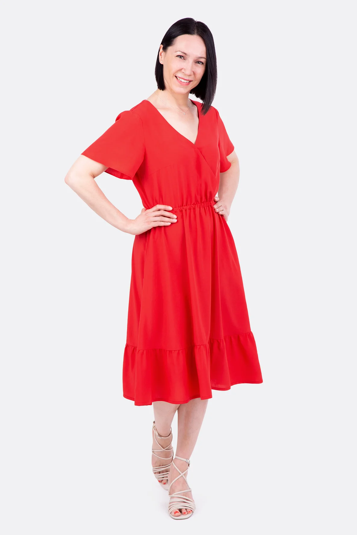 Schnittmuster Sommerkleid mit Wickelausschnitt aus Viskose selber nähen