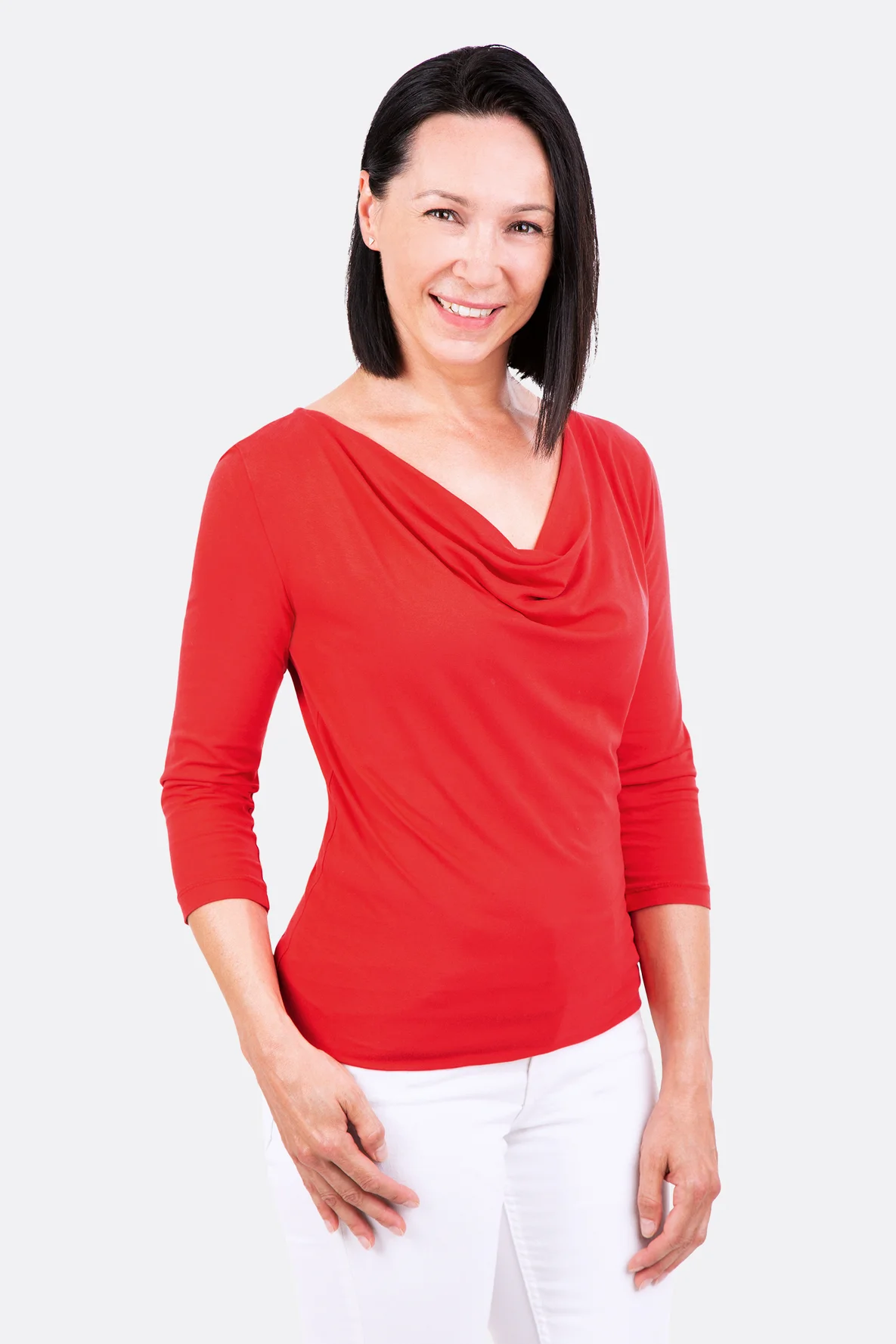 Schnittmuster Scarlett Shirt Viskosejersey Wasserfallausschnitt nähen