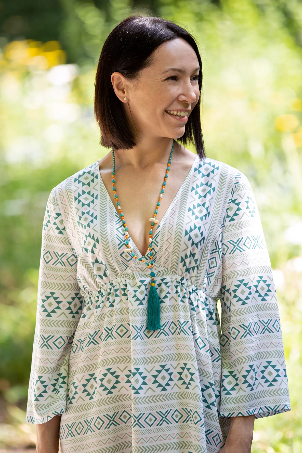 Schnittmuster Strandkleid aus Boho Tencel-Stoff zum Selbernähen