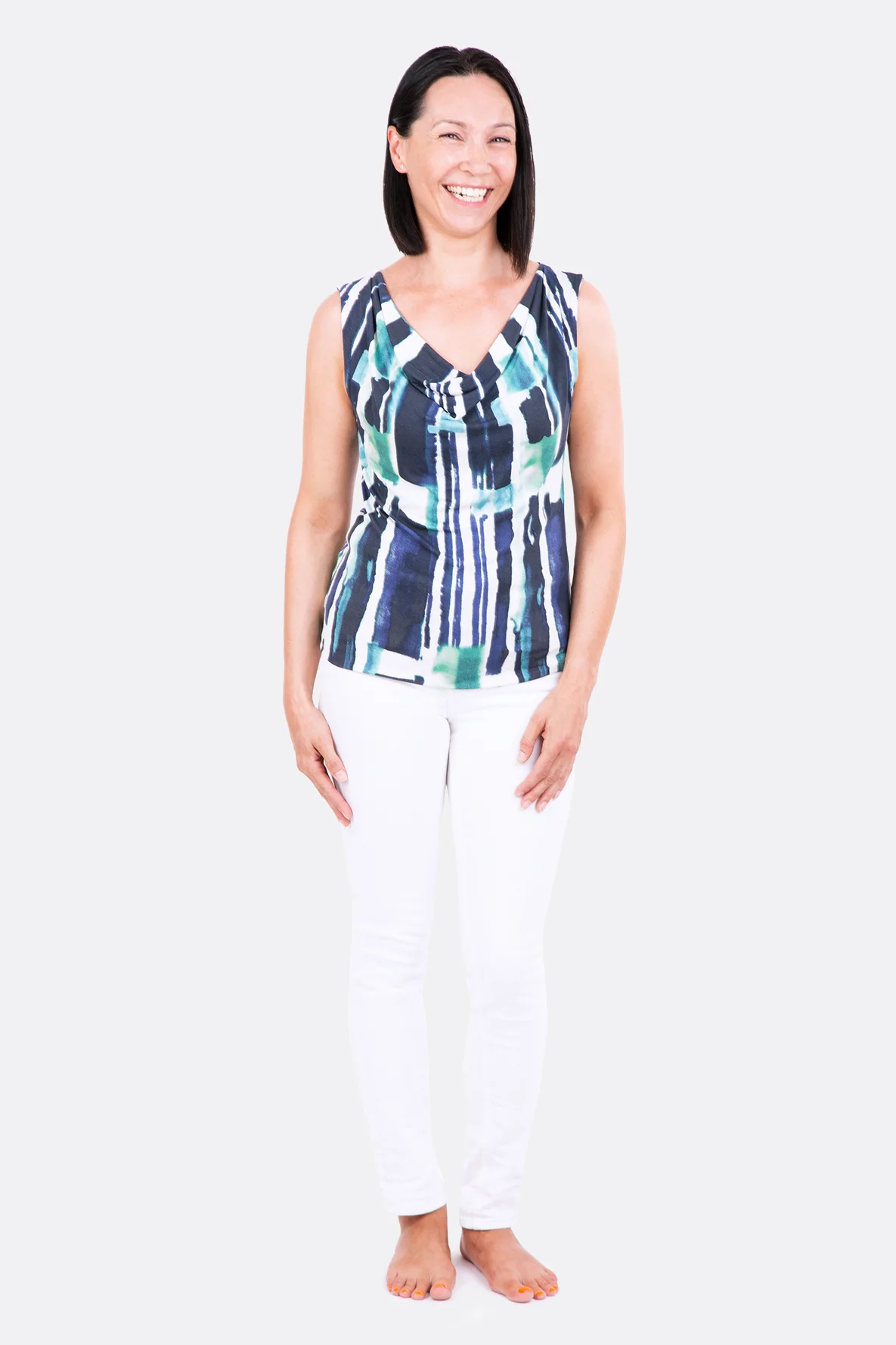 Schnittmuster Top Claire Wasserfall-Ausschnitt nähen