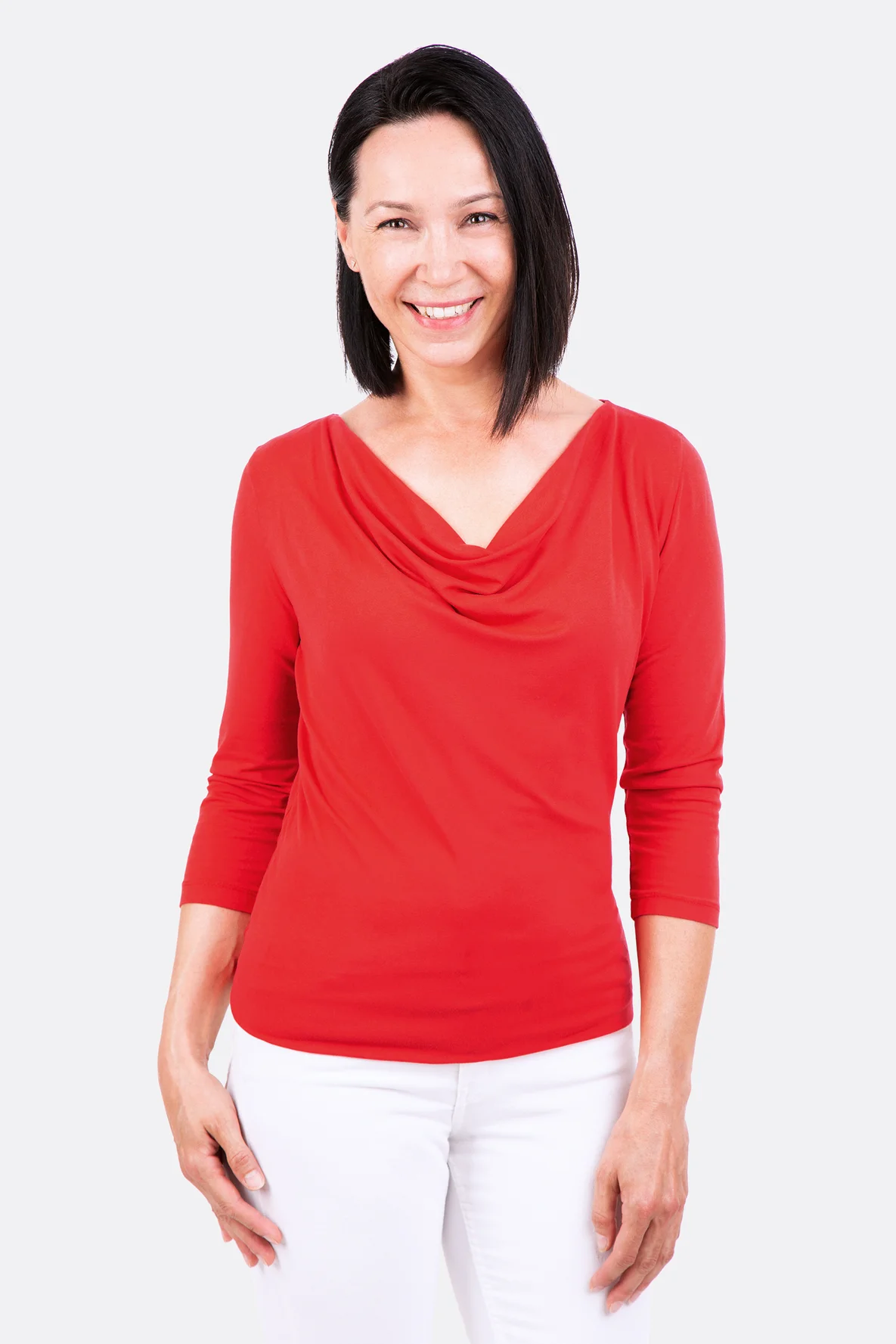 Schnittmuster Wasserfallshirt Scarlett schmeichelnder Ausschnitt nähen