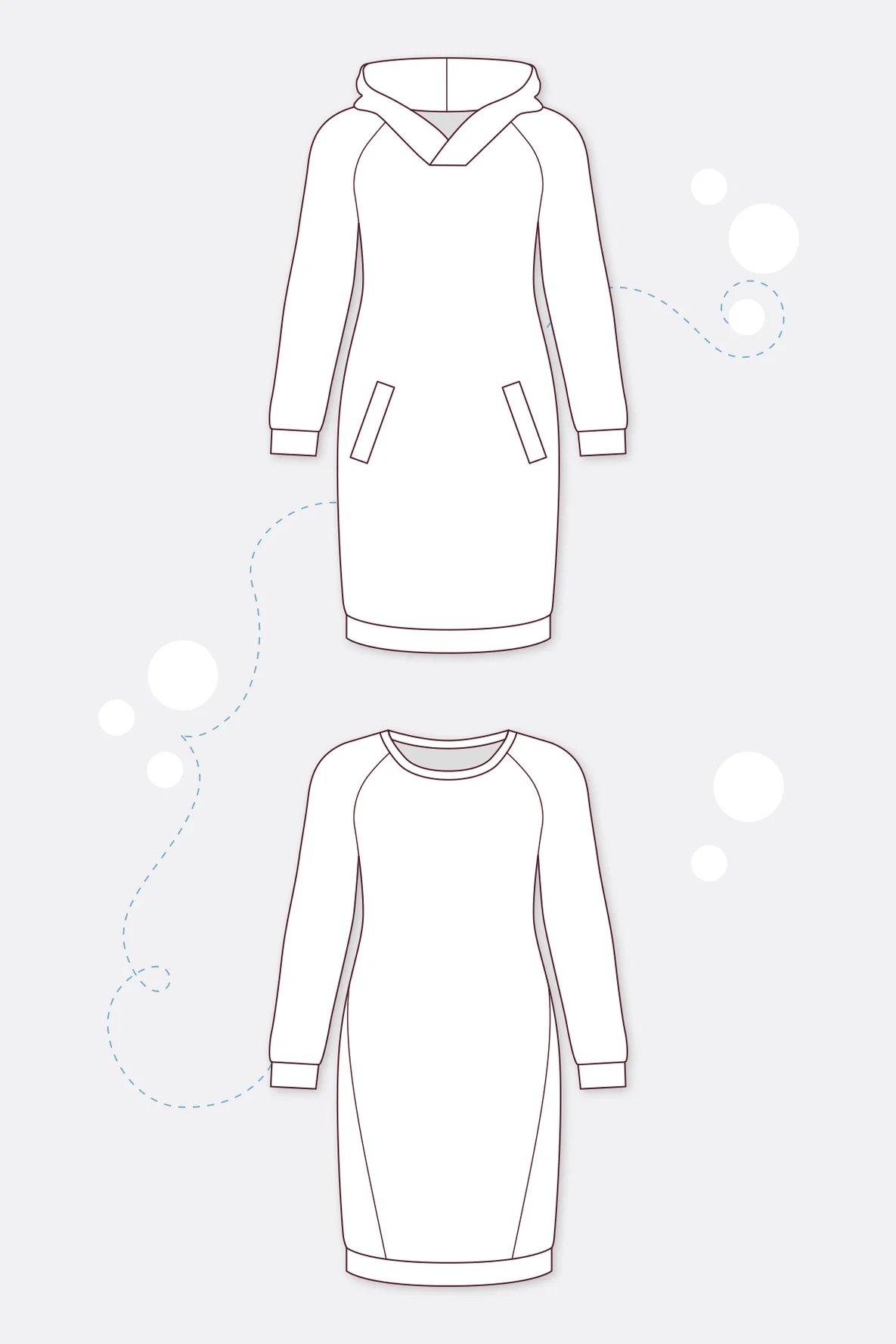 Schnittmuster Ronja Kapuzen Sweatkleid Raglan selber nähen