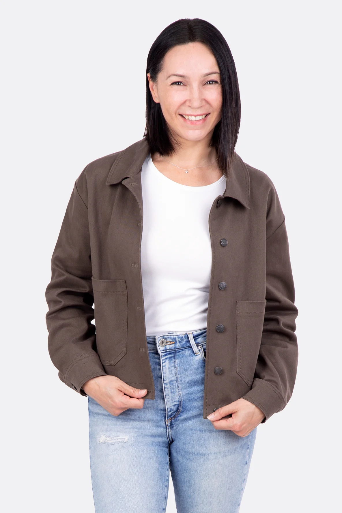 Schnittmuster Hemdjacke mit Knopfleiste Taschen nähen