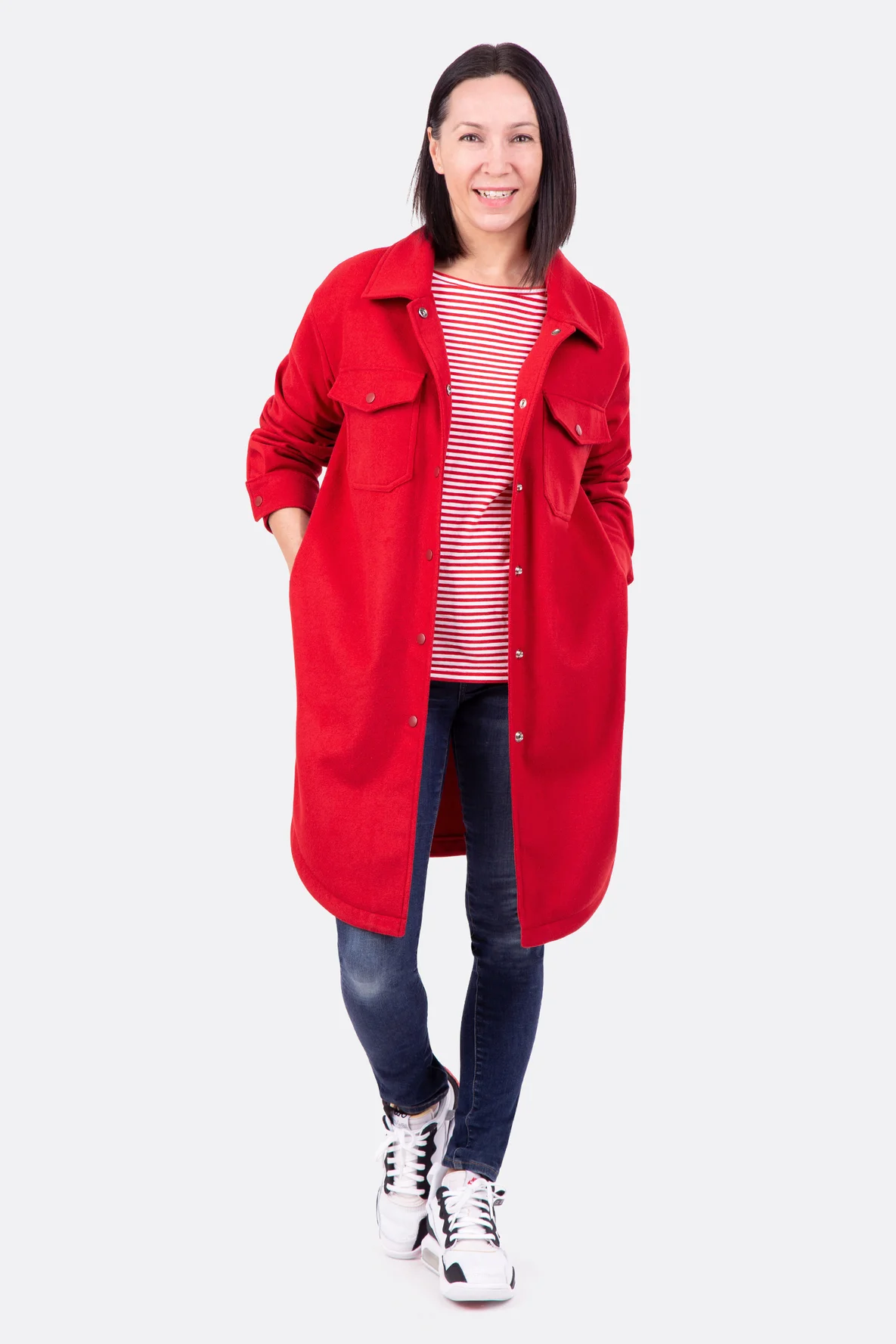 Schnittmuster Hemdjacke Shacket knielang selber nähen