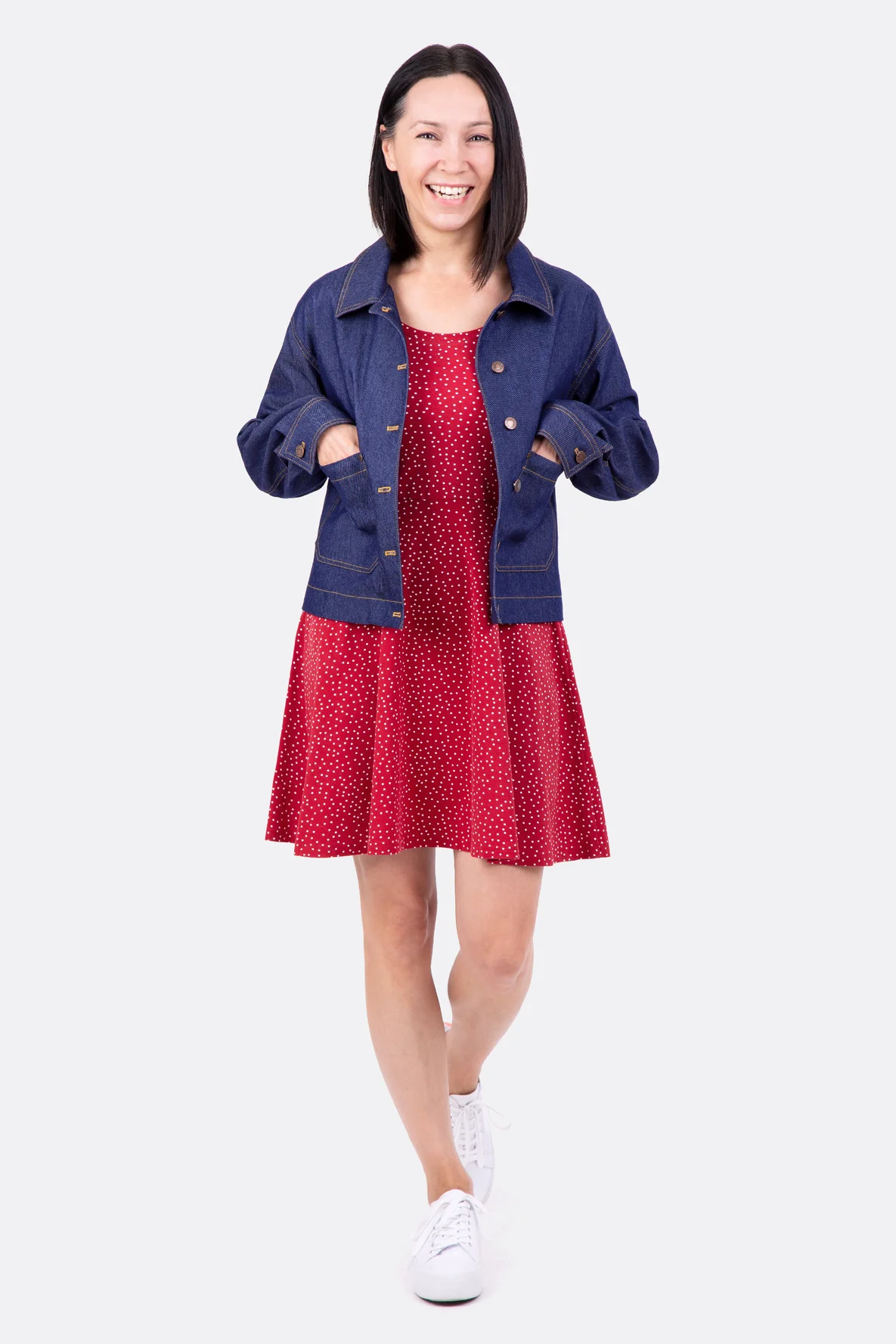 Schnittmuster kurze Jeansjacke mit Taschen nähen