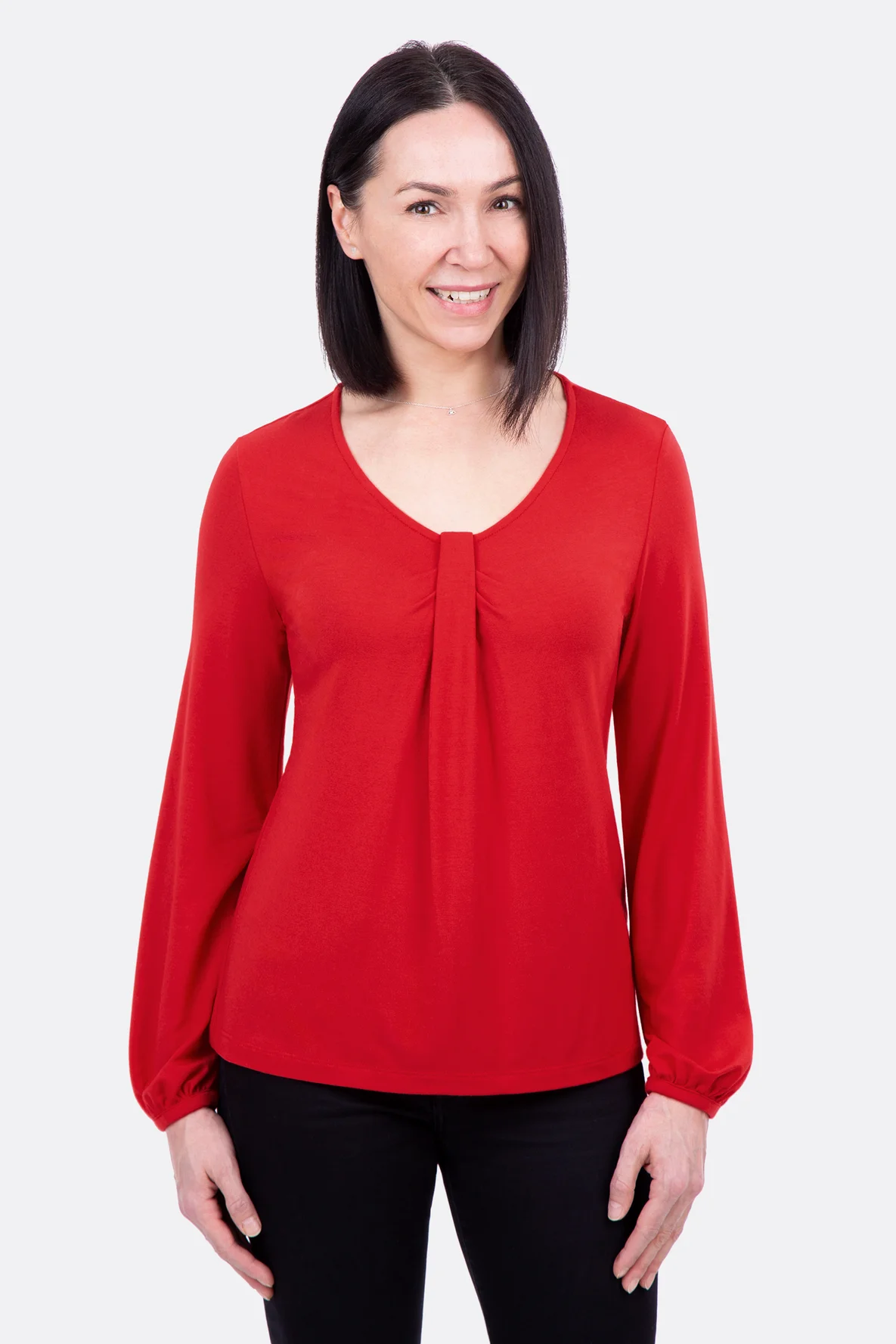 Schnittmuster für Damenshirt mit Falte aus Viskosejersey zum selbernähen