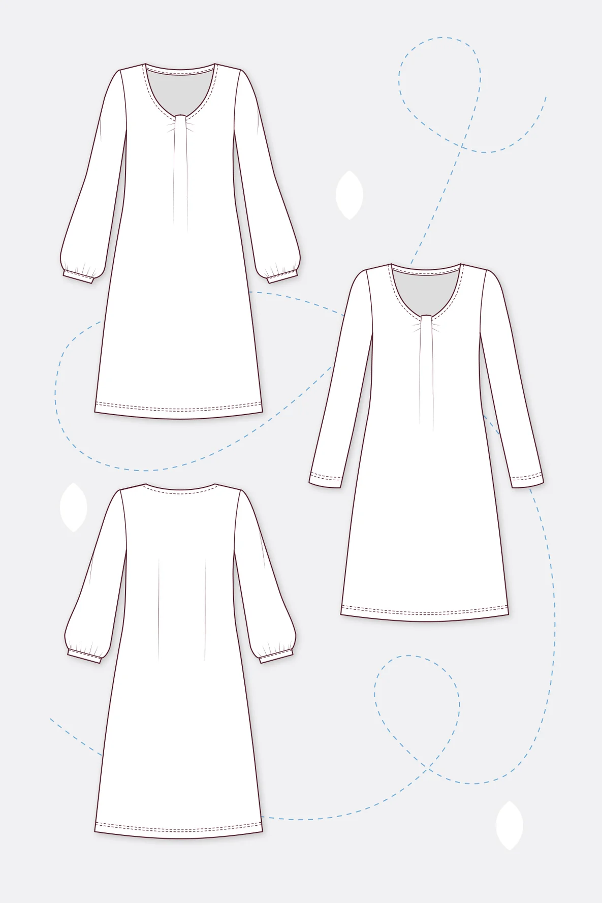 Schnittmuster Diana für festliches Jerseykleid mit Ballonärmeln