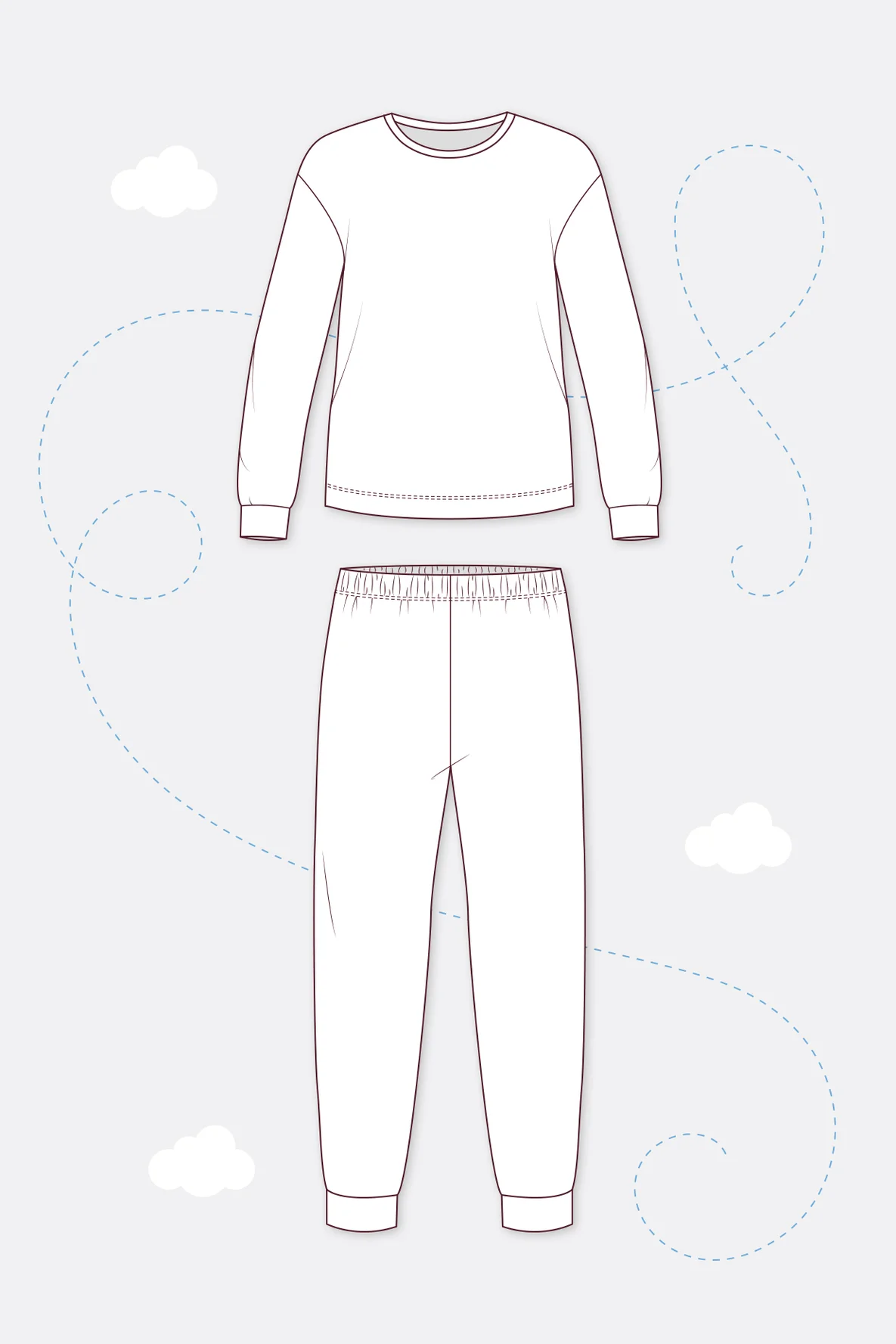 Schnittmuster Damen Schlafanzug Longsleeve aus Jersey nähen