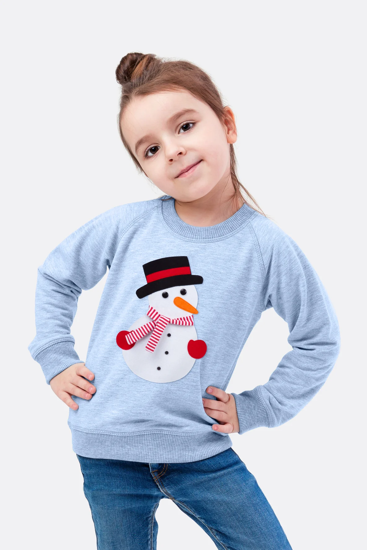 Weihnachtspulli mit gratis Vorlage für Schneemann zum Selbernähen