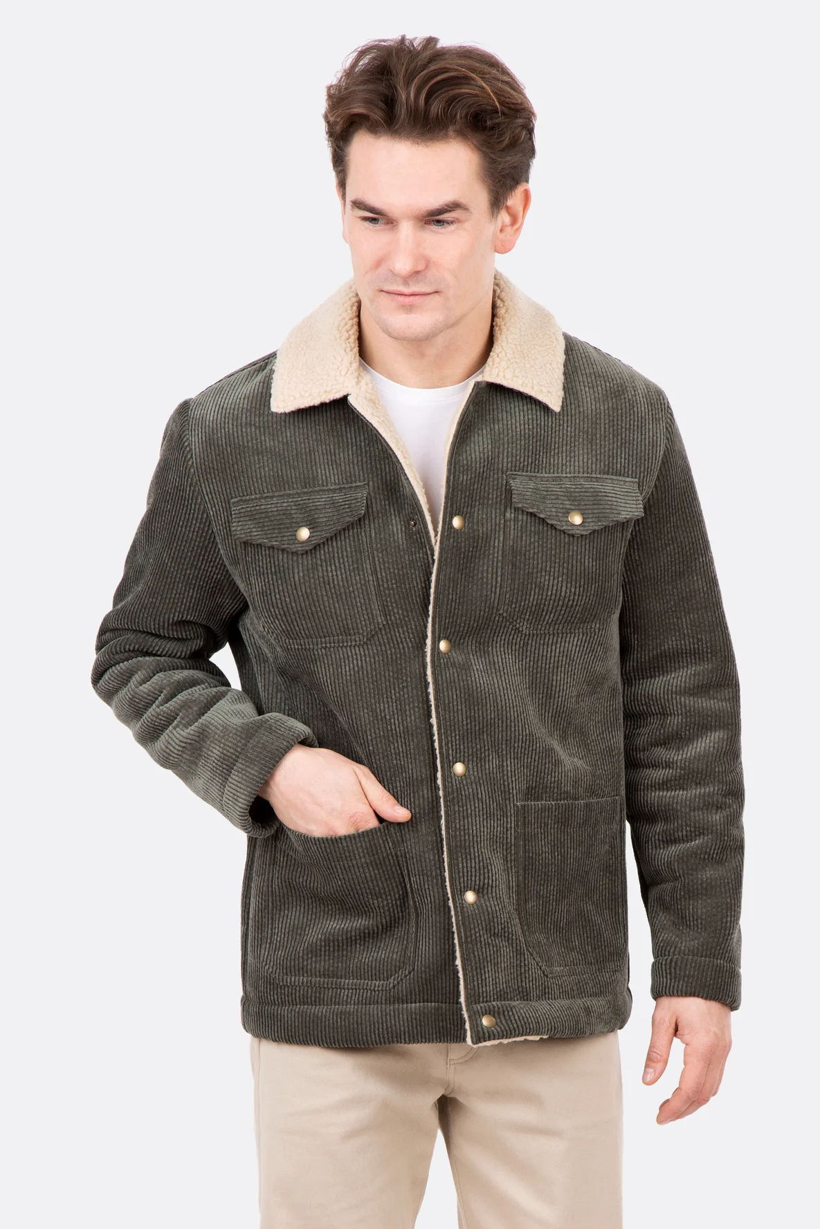 Schnittmuster Herren Hemdjacke aus Cord nähen