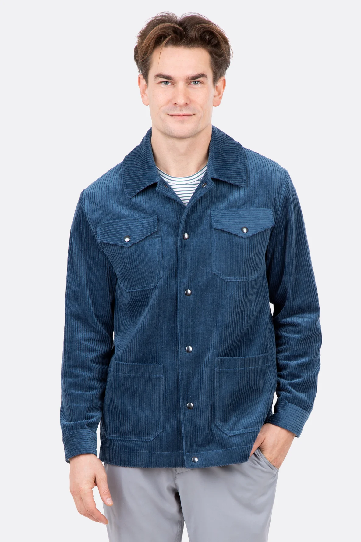 Schnittmuster Männer Hemdjacke aus Cord für Übergang nähen