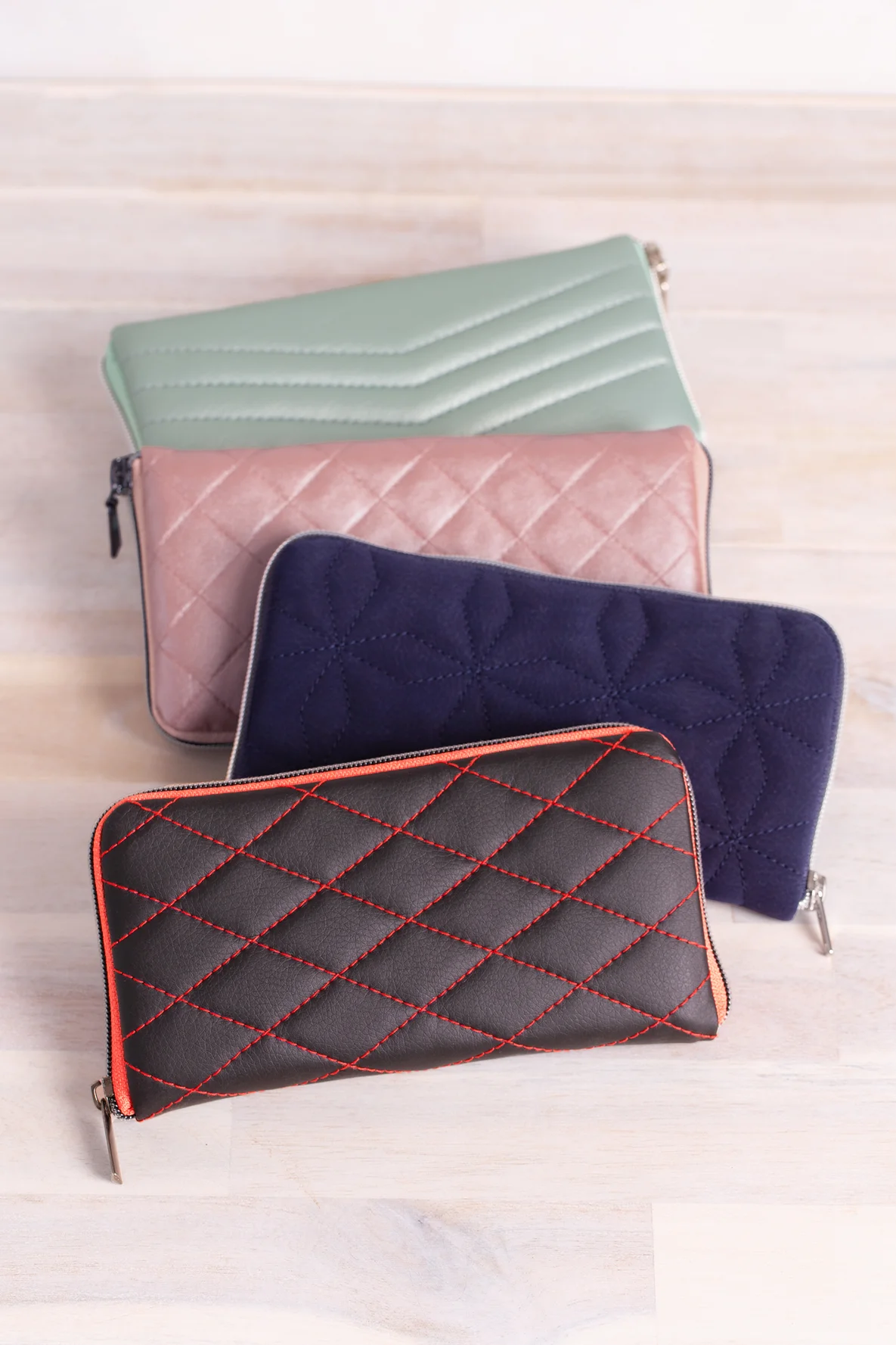 sewing pattern molly big zip around wallet quilting examples faux leather