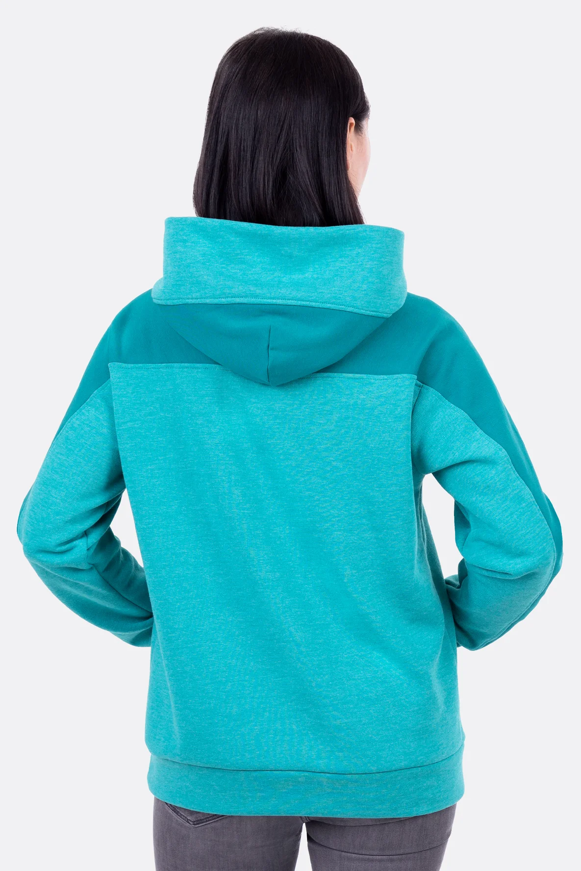 Schnittmuster Colourblock Sweatshirt mit Kapuze petrol