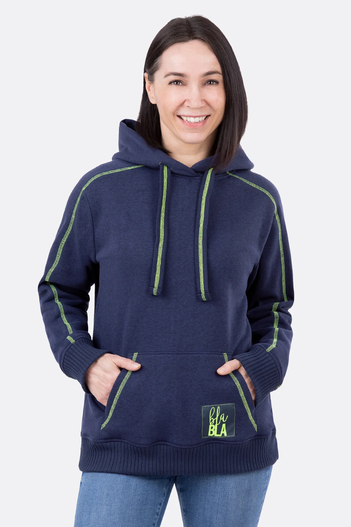 Schnittmuster Kapuzenpullover mit Teilung Neon Covernähte