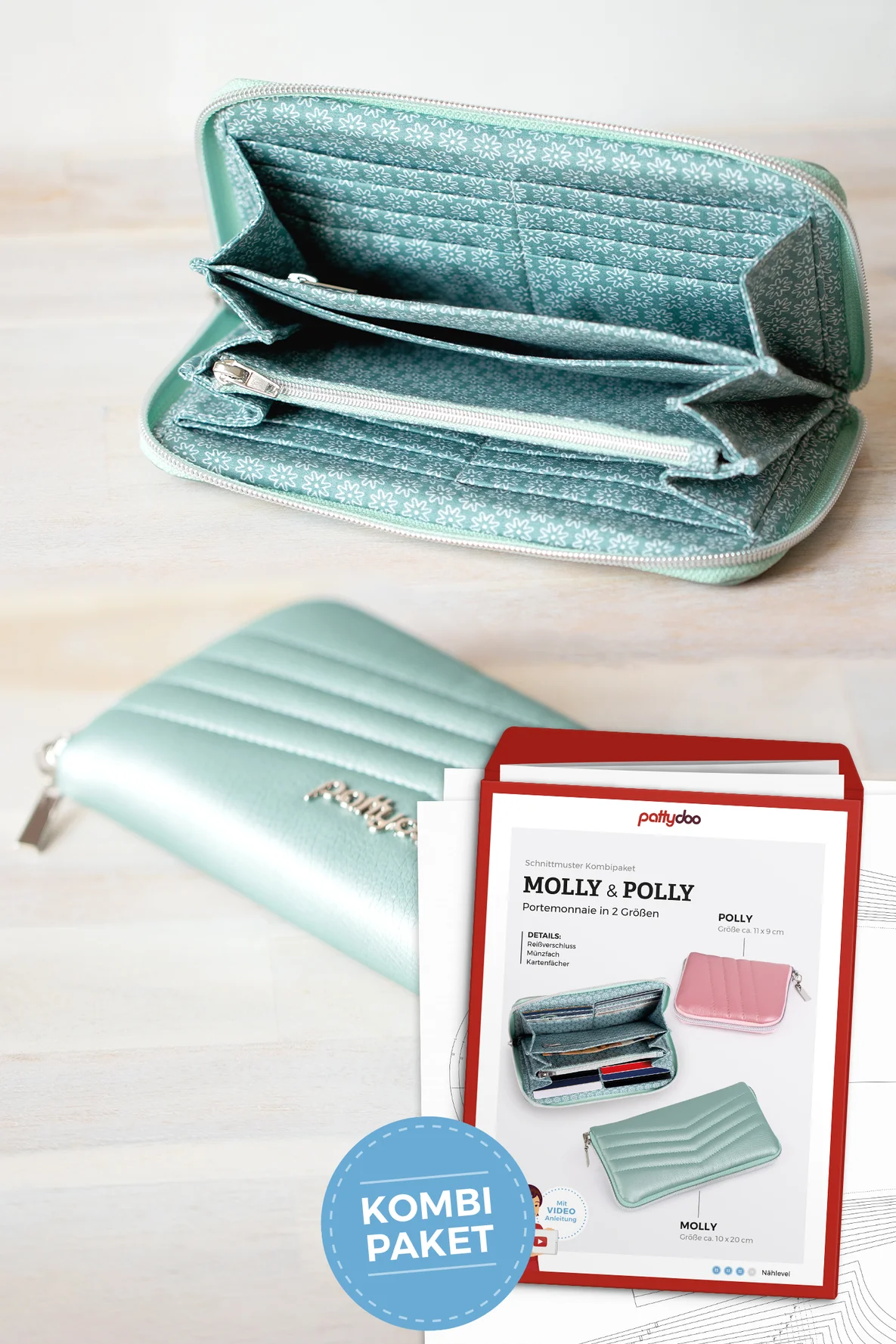 Papierschnittmuster Molly Polly Portemonnaie nähen