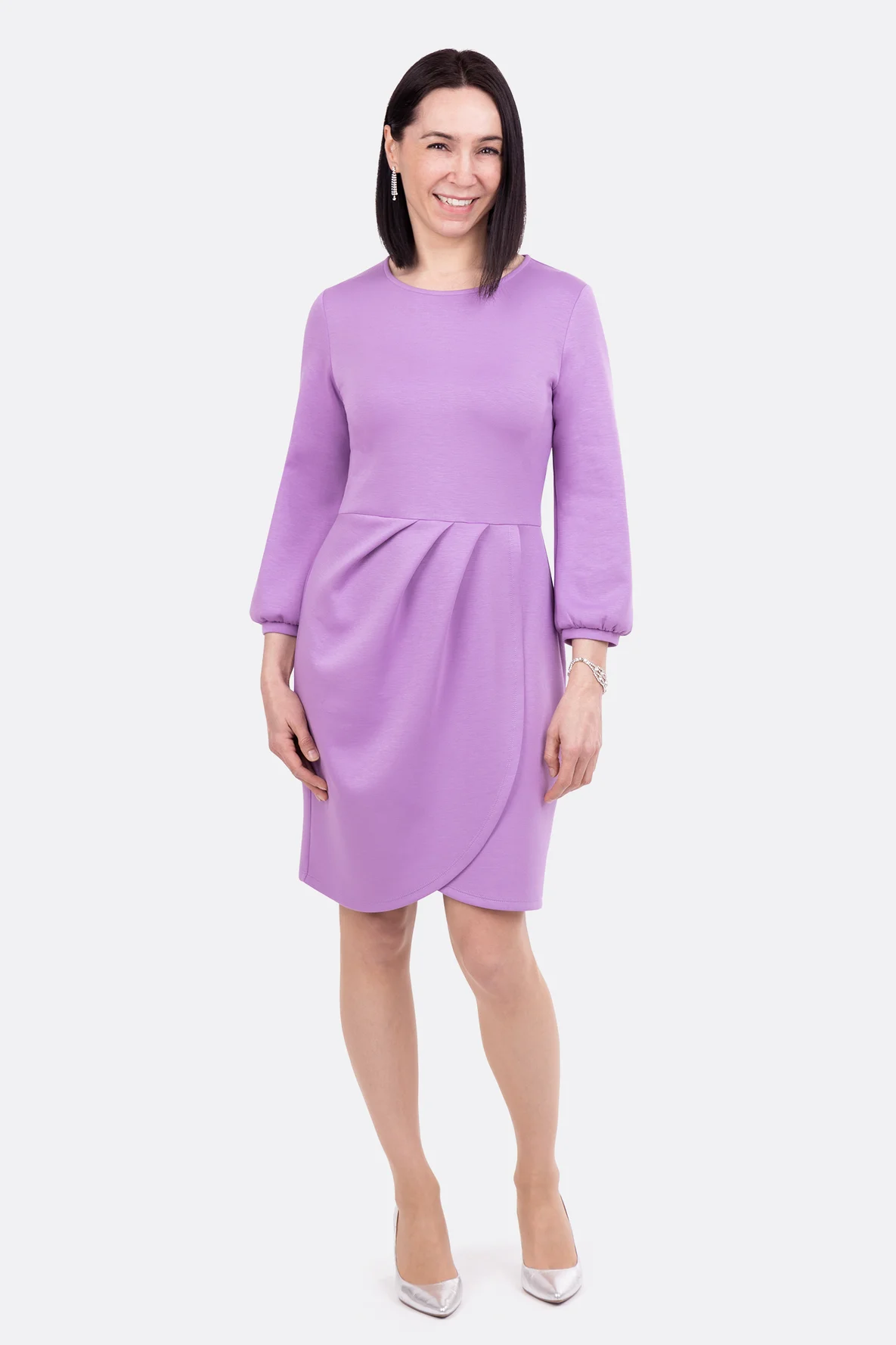 Schnittmuster Damenkleid drapiert elegant aus Modal Scuba