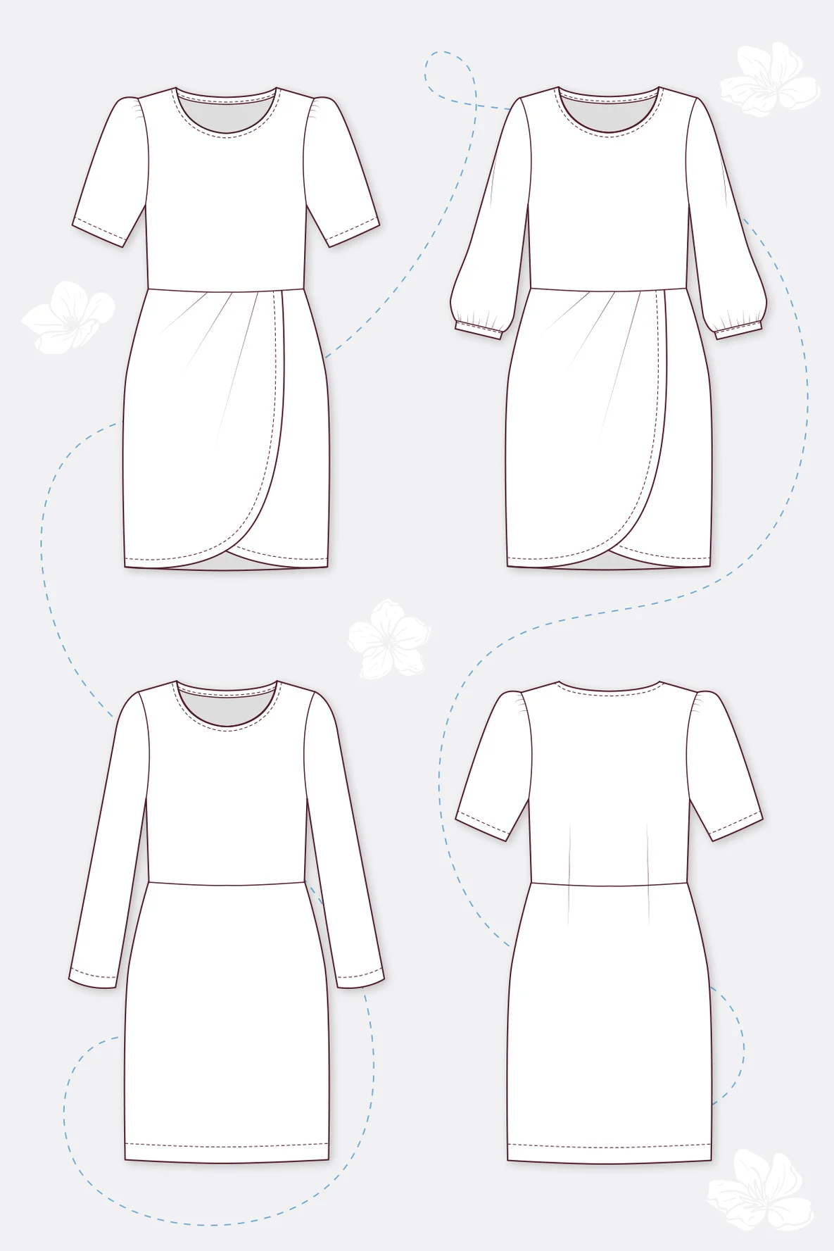 Schnittmuster für Jerseykleid mit Wickelrock Adriana