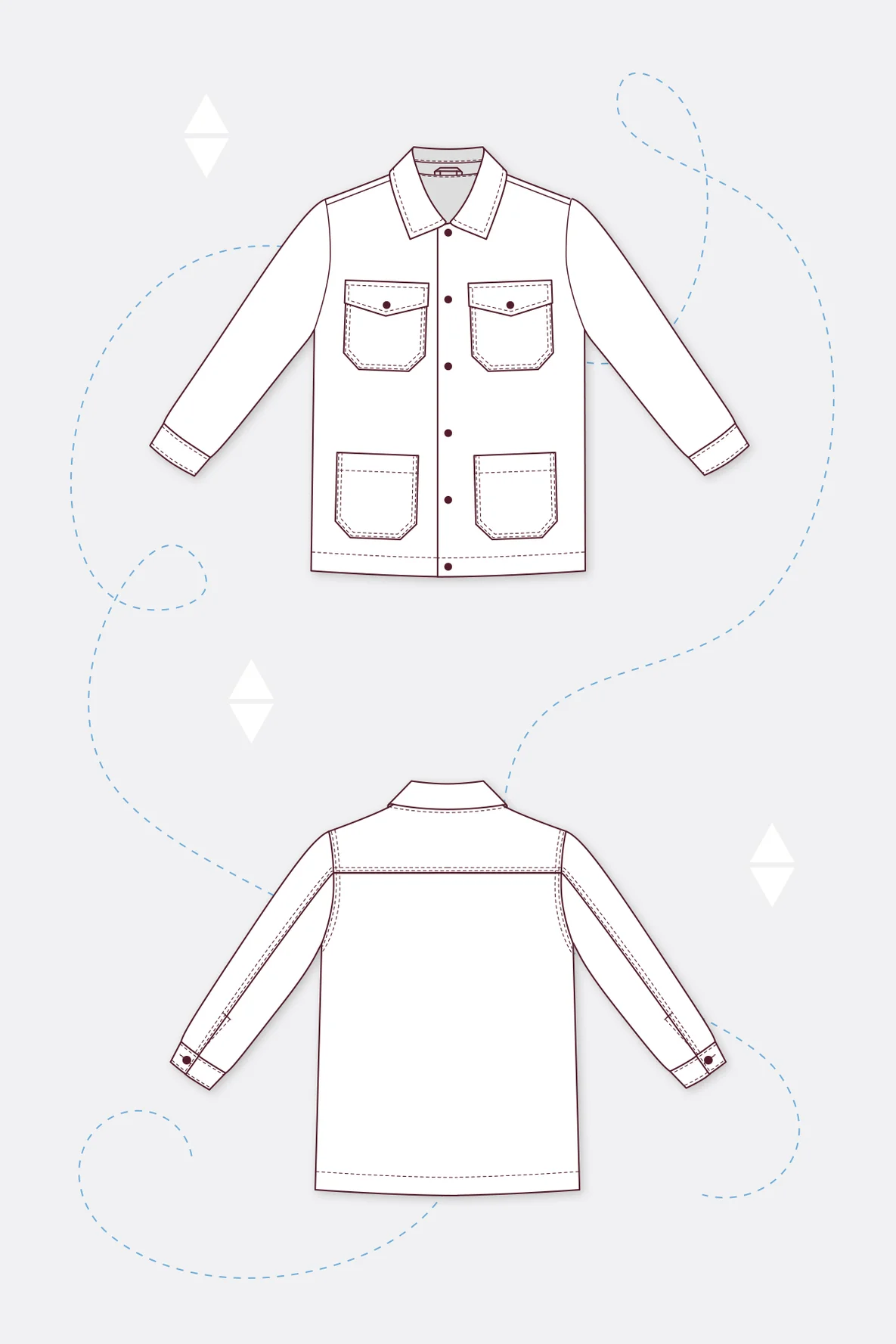 Schnittmuster Lenny Herren Hemdjacke zum Selbernähen