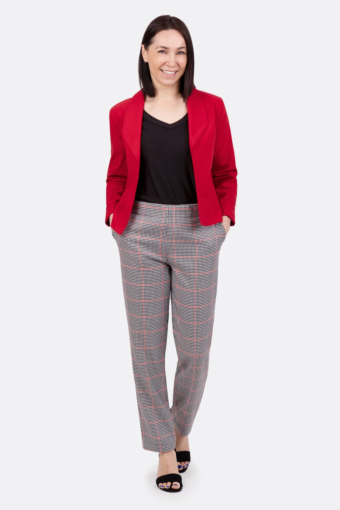 Damenhose Schnittmuster aus Hahnentritt mit Blazer