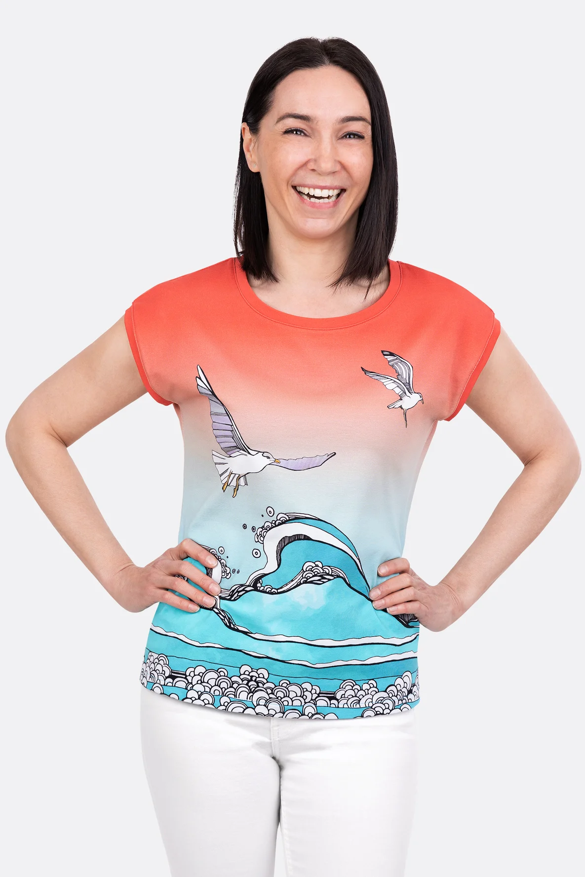 Schnittmuster sommerliches Panelshirt mit Möwen