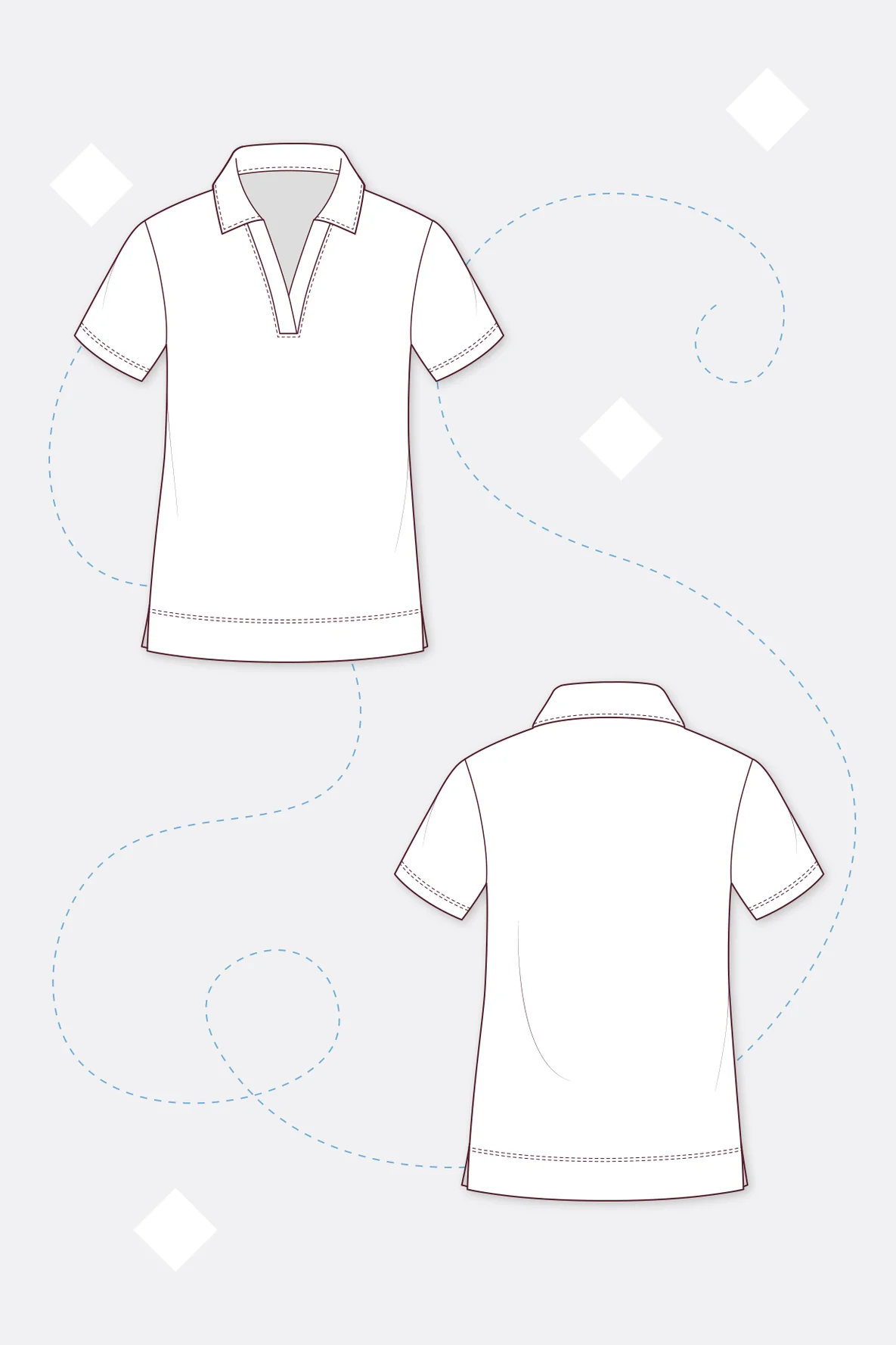 Schnittmuster Demi Damenshirt mit Polokragen