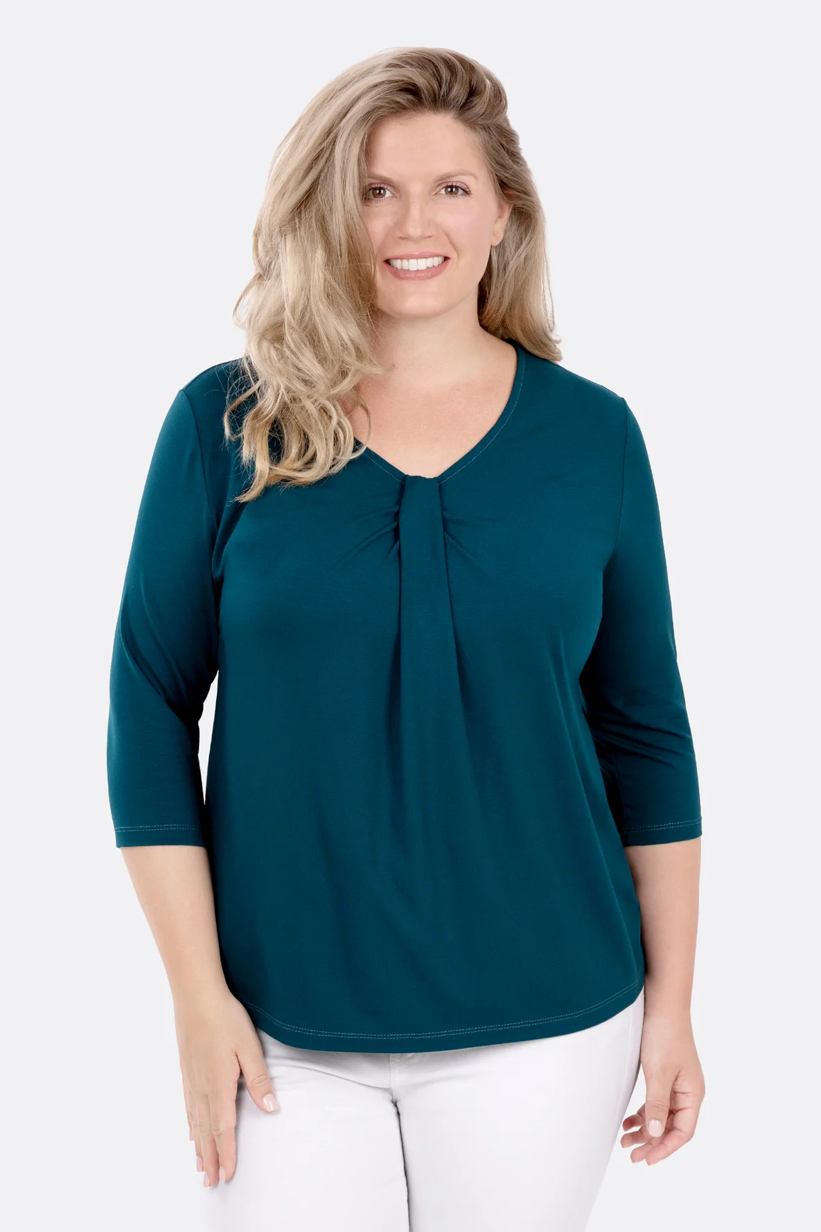 Schnittmuter Jerseyshirt mit Falte am Ausschnitt