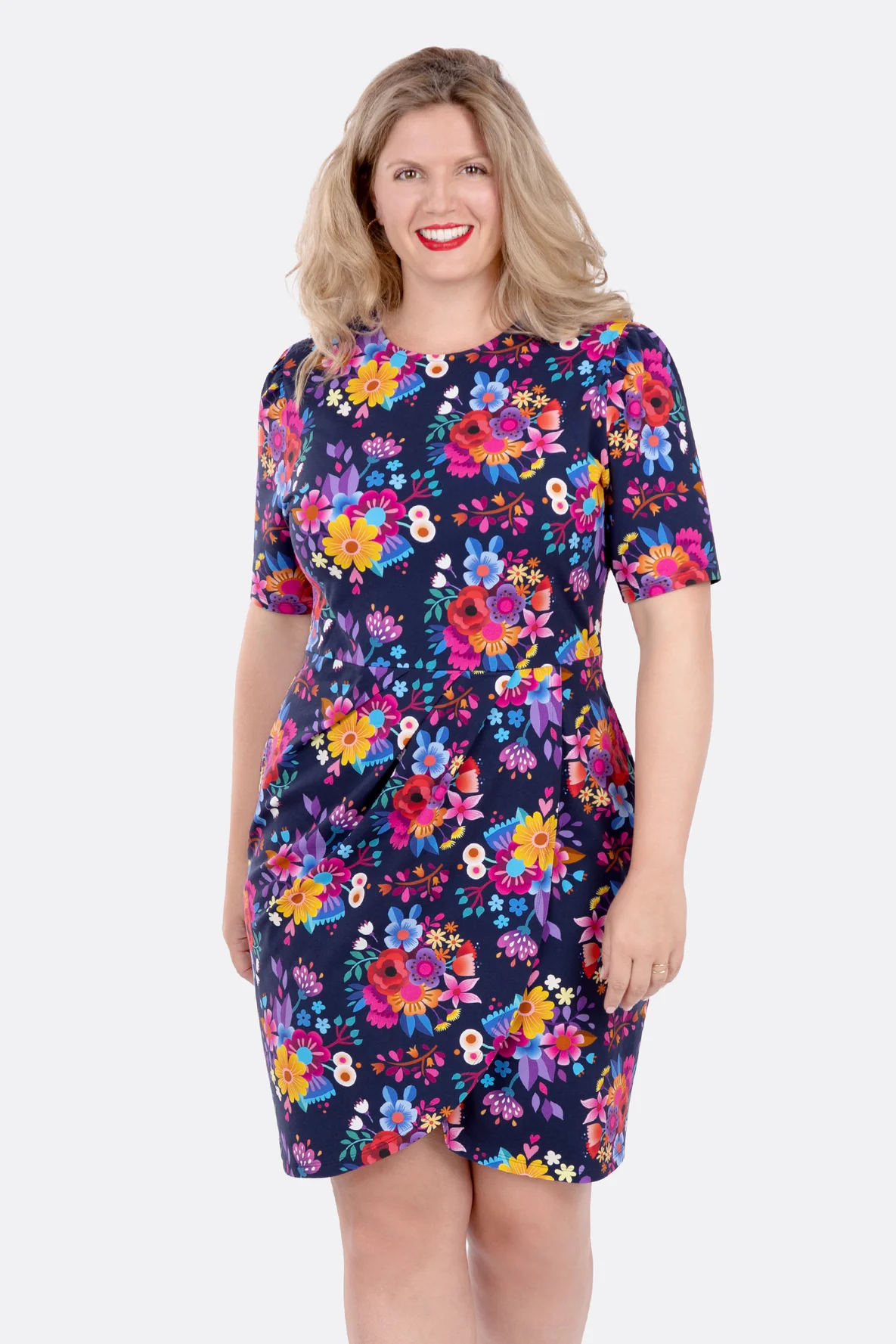 Damen Schnittmuster Adriana Jerseykleid mit Faltenrock