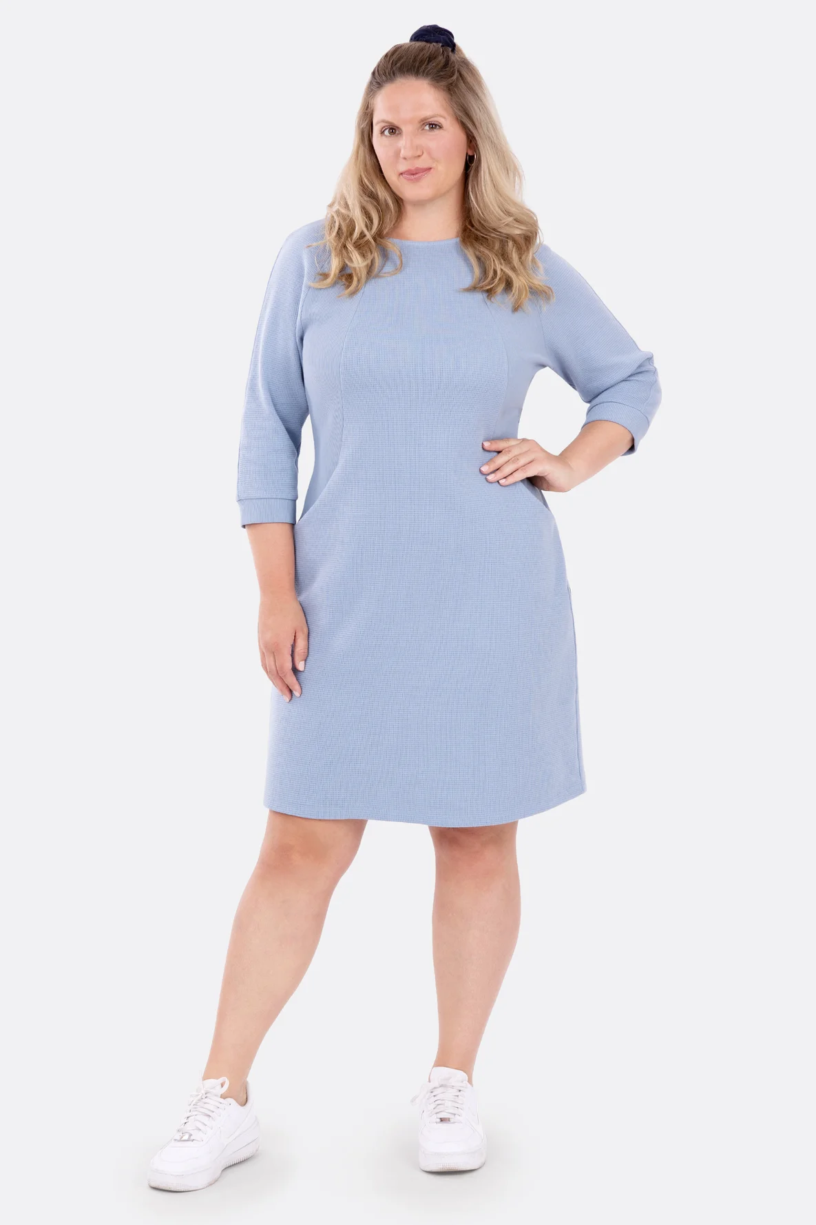 Schnittmuster für Damen Sweatkleid bequem aus Waffeljersey