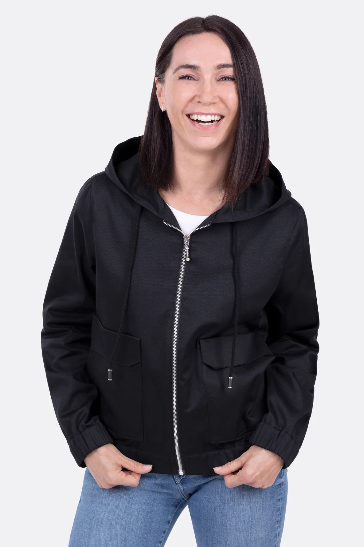 Schnittmuster Damen Anorak mit Kapuze Taschen und Kordel