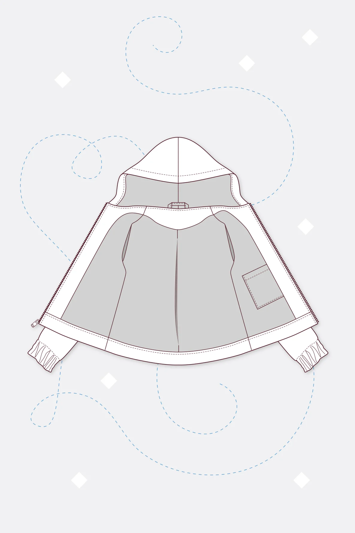 Schnittmuster für Jackenfutter Anorak für Übergang