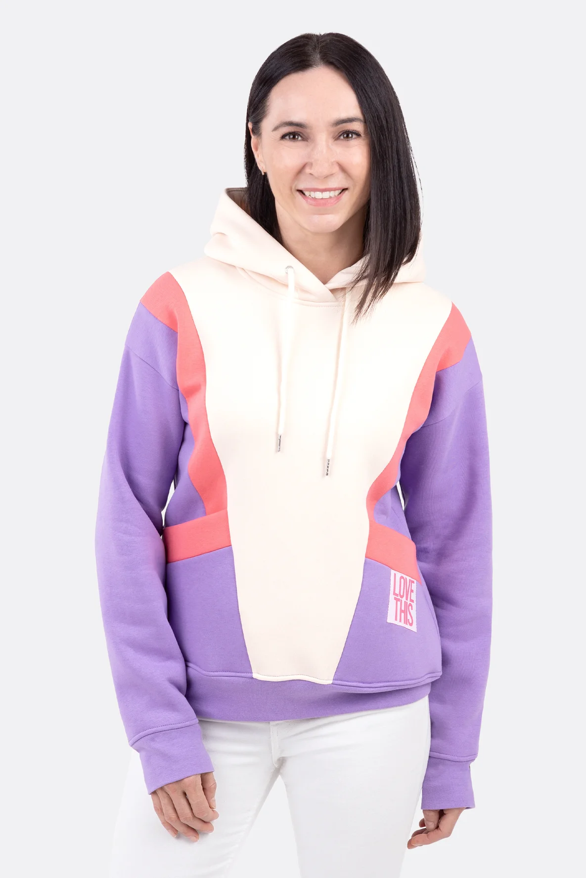 Schnittmuster für Kapuzenpullover Teilung Sweatstoff Colourblock nähen