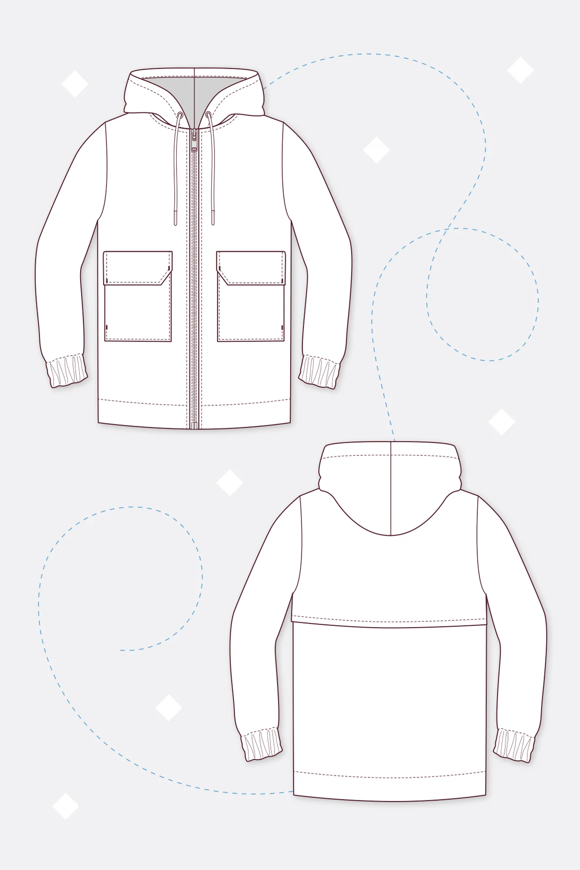 Schnittmuster Skylar Long Damen Anorak für Übergang