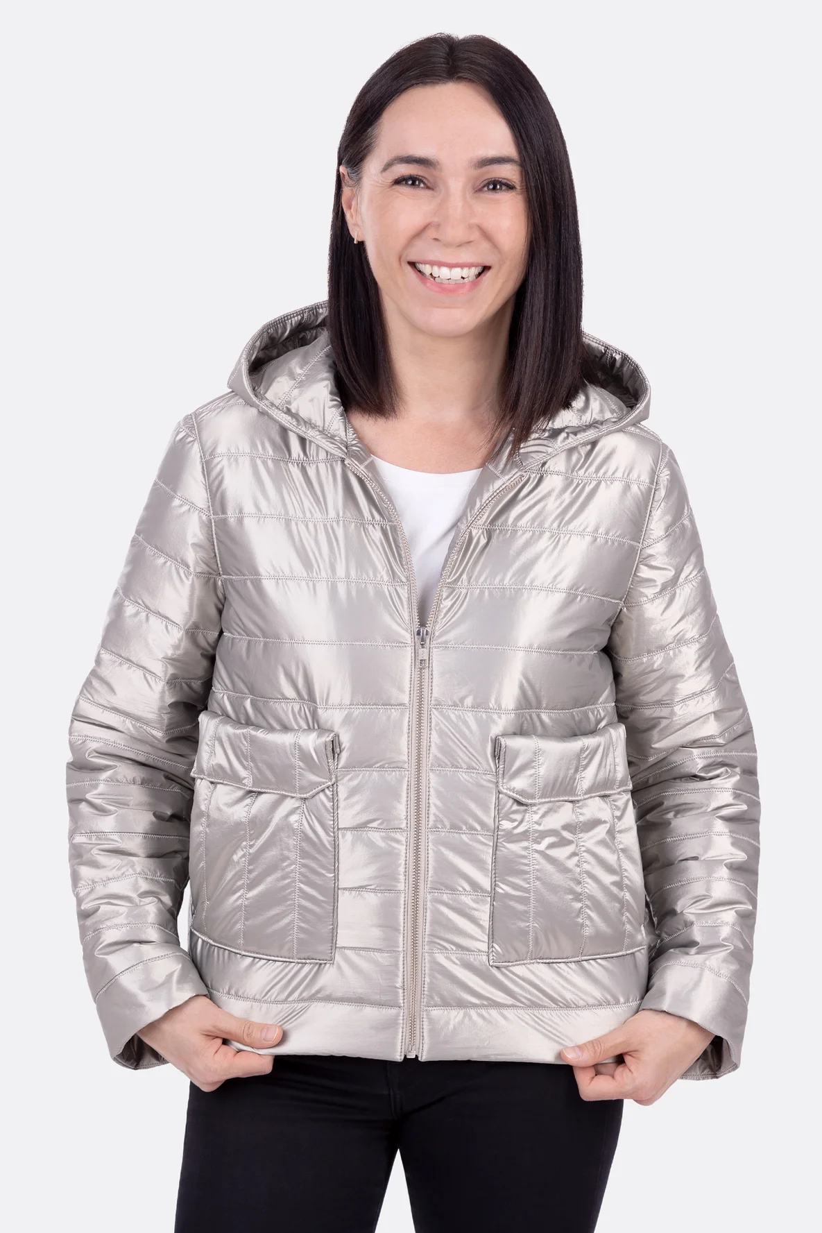 Schnittmuster Steppjacke für Damen mit Reißverschluss und Kapuze