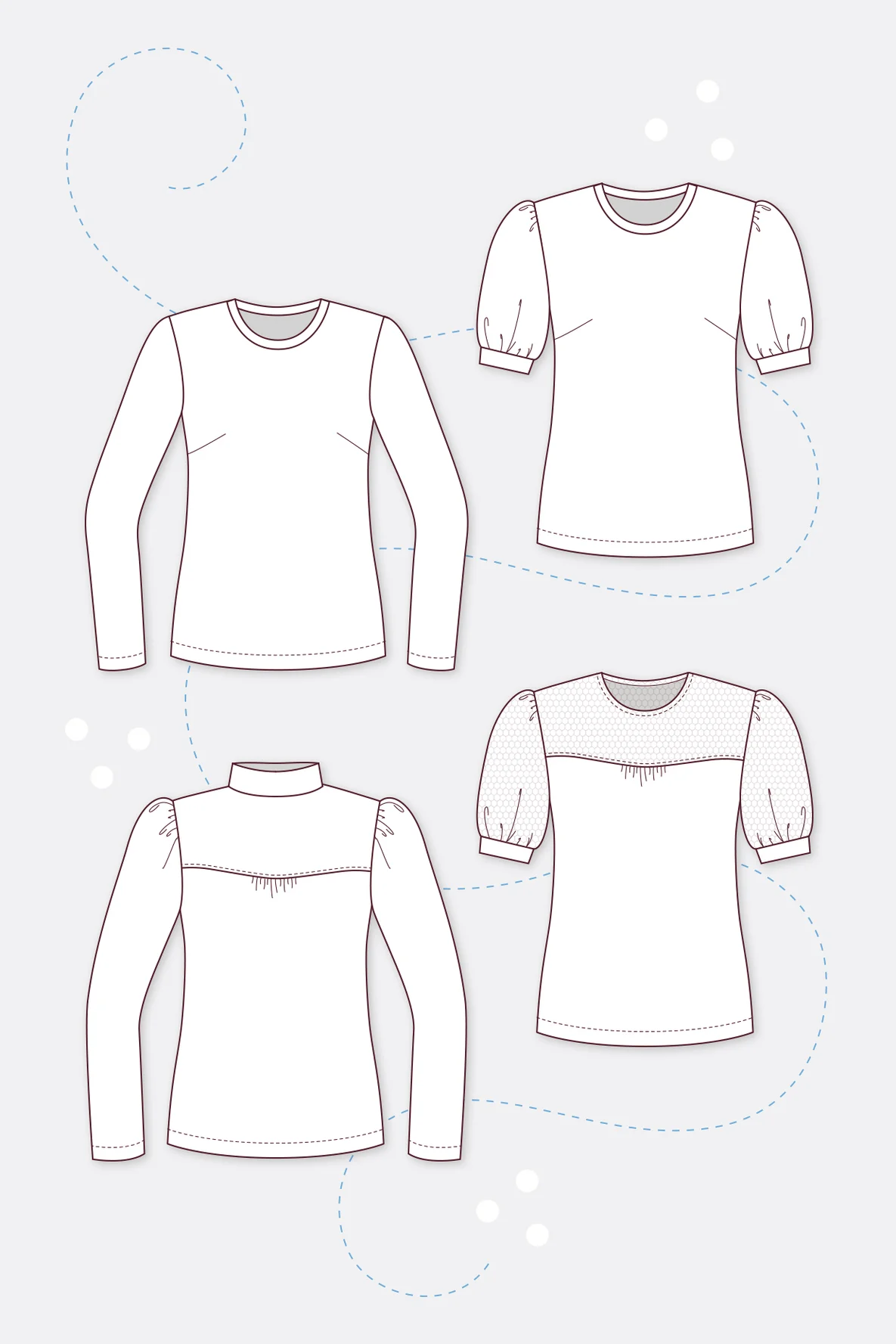 Schnittmuster für Damenshirt mit Puffärmeln Passe nähen