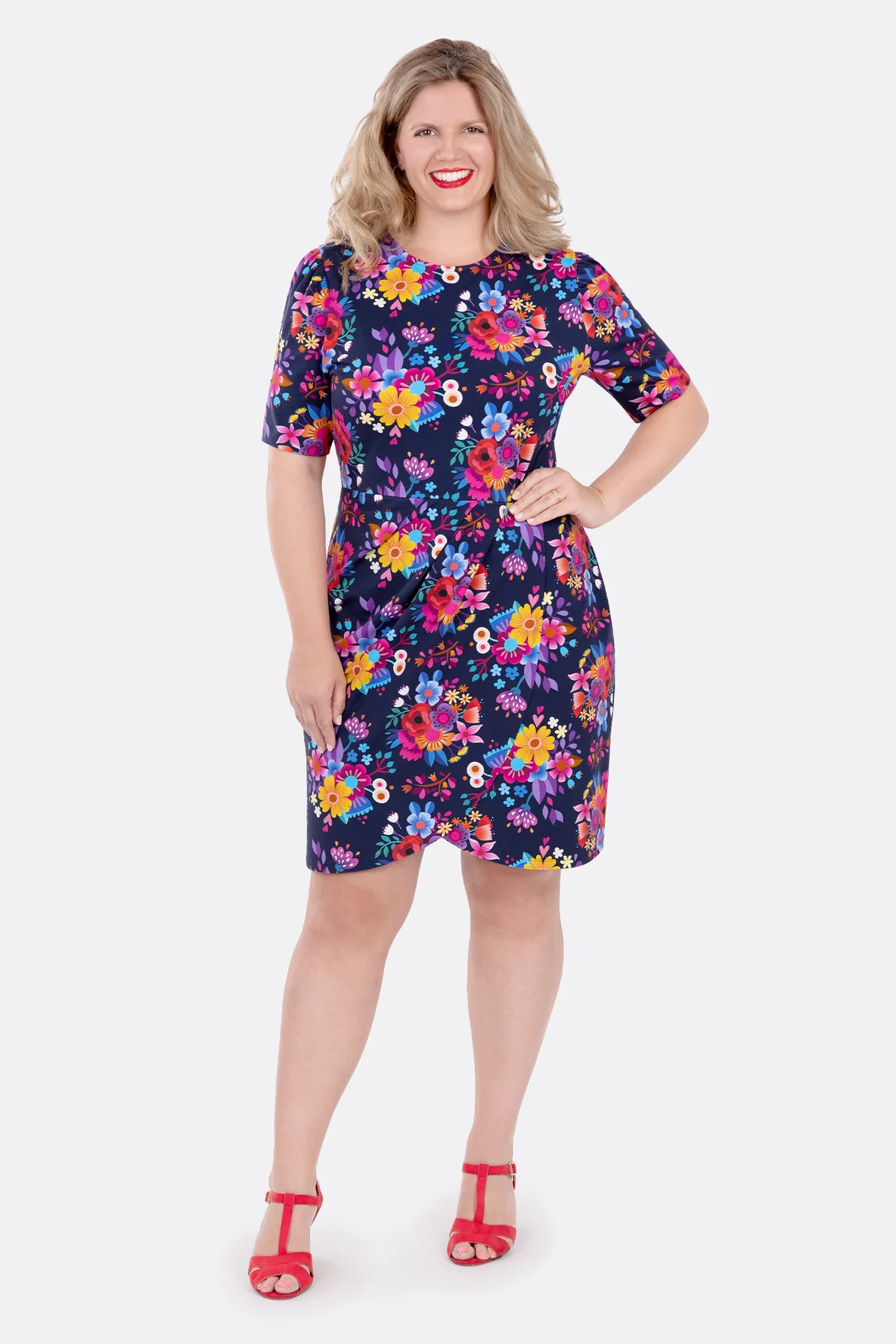 Schnittmuster Jerseykleid Wickelrock für große Größe nähen