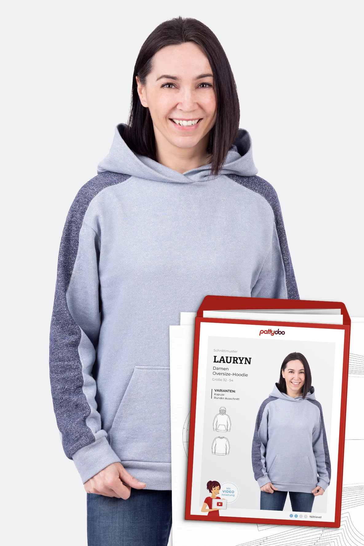 Papierschnittmuster Lauryn Damen-Oversize Hoodie