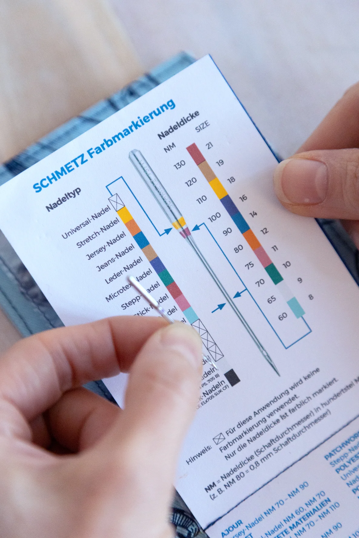 Schmetz Farbmarkierung Nadeletui gratis Schnittmuster