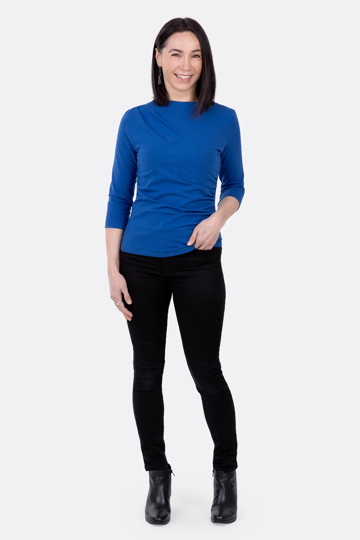 Schnittmuster Damenshirt mit Raffung aus Jersey zum Selbernähen