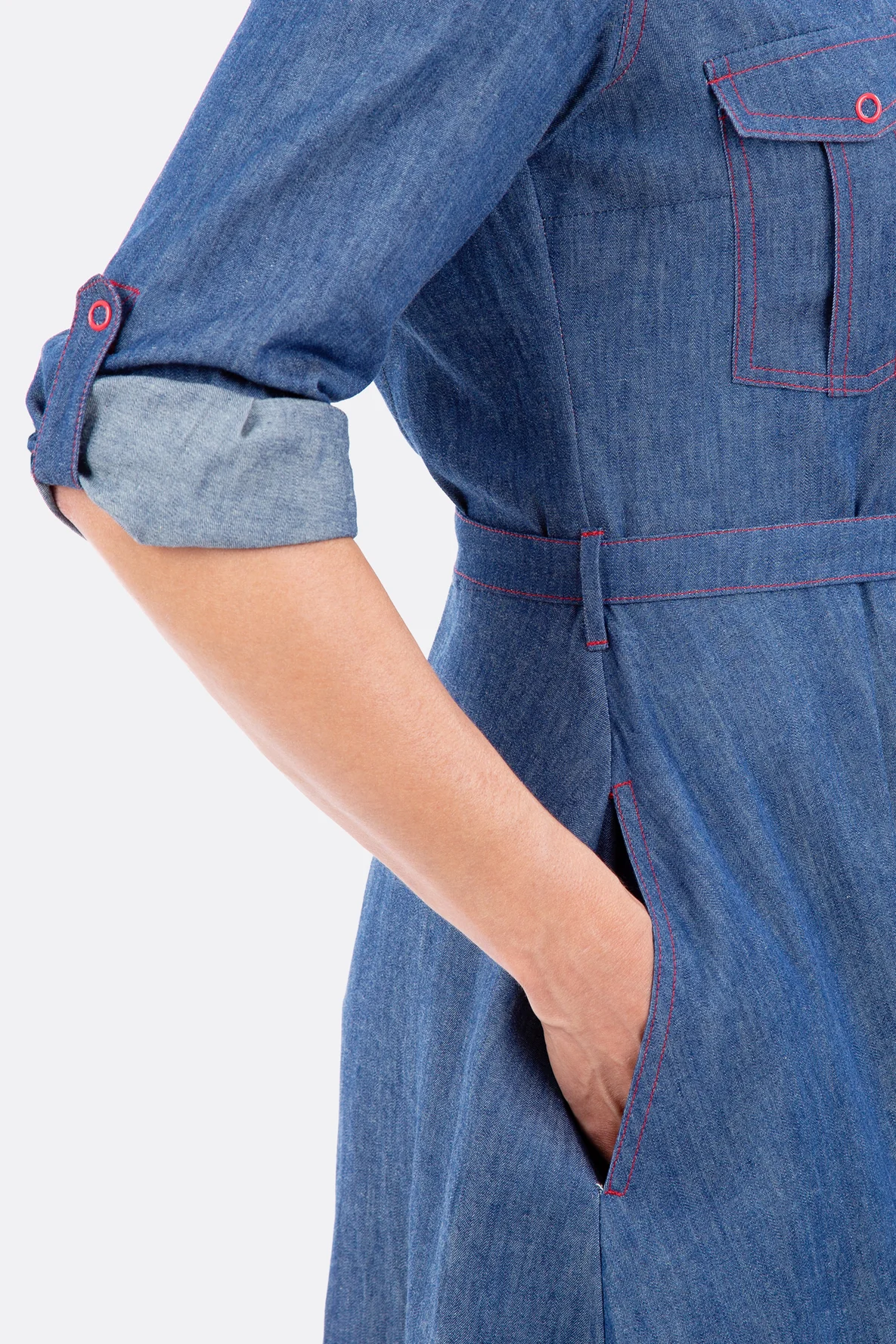 Schnittmuster Jeanskleid Ziernaht Konrast selbernähen