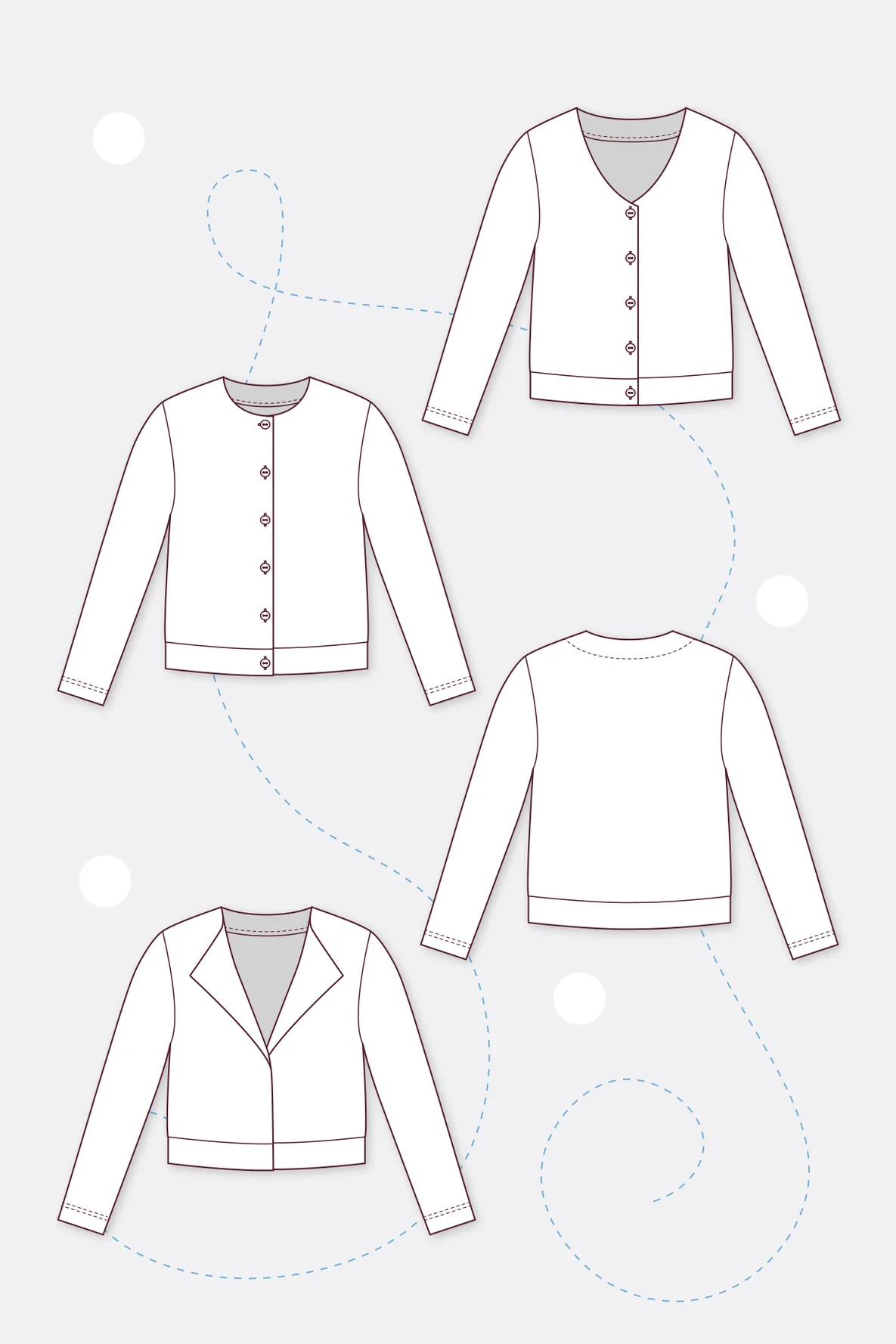 Schnittmuster Strickjacke Cardigan nähen Varianten