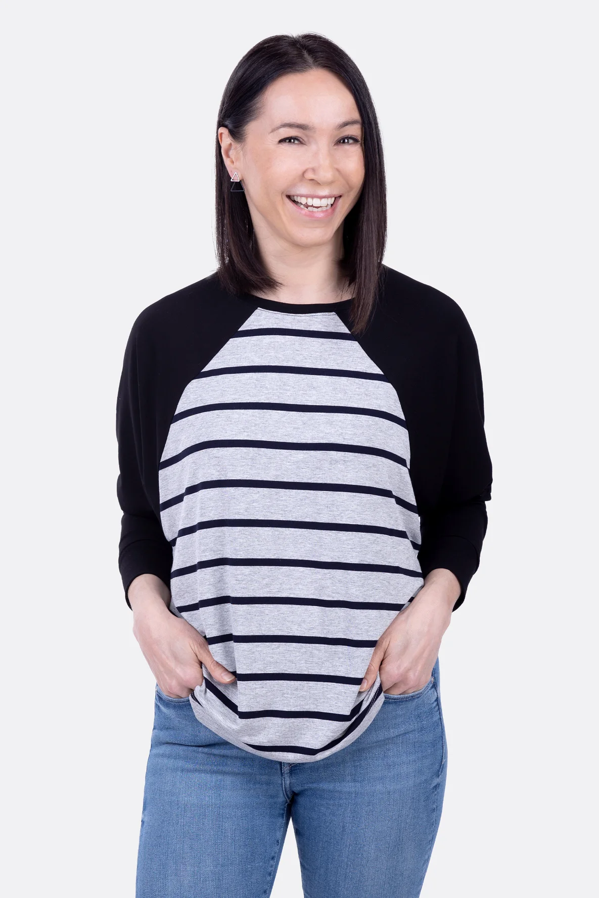 Schnittmuster Fledermausshirt Streifen Jersey Nähanleitung