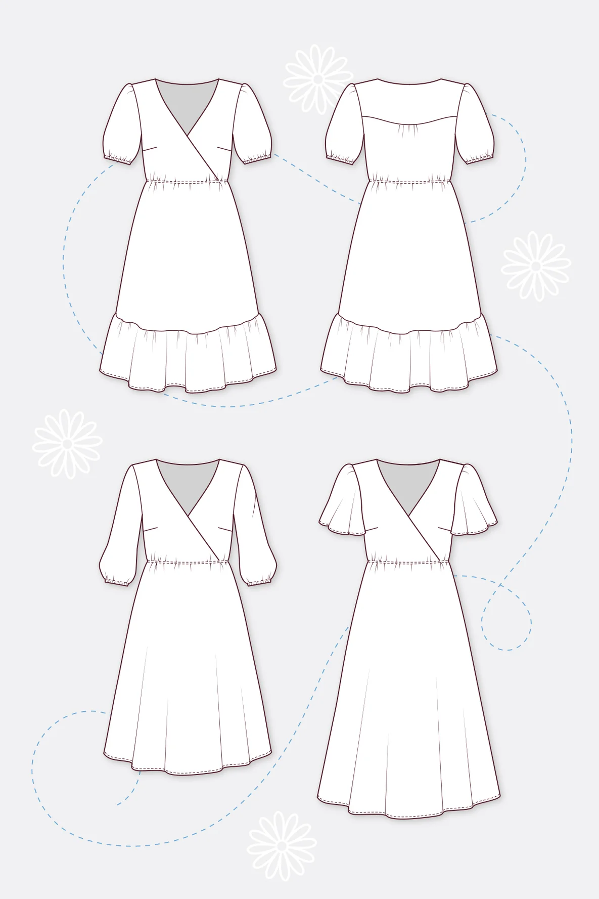 Schnittmuster Ida Damenkleid mit Wickelausschnitt selber nähen